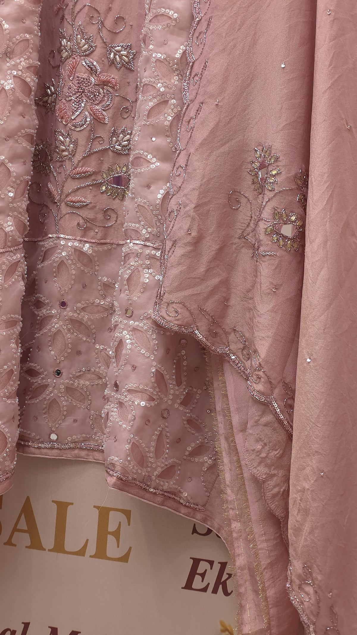 Luxury Indo-Western Handwork-Cutwork Tissue Suit