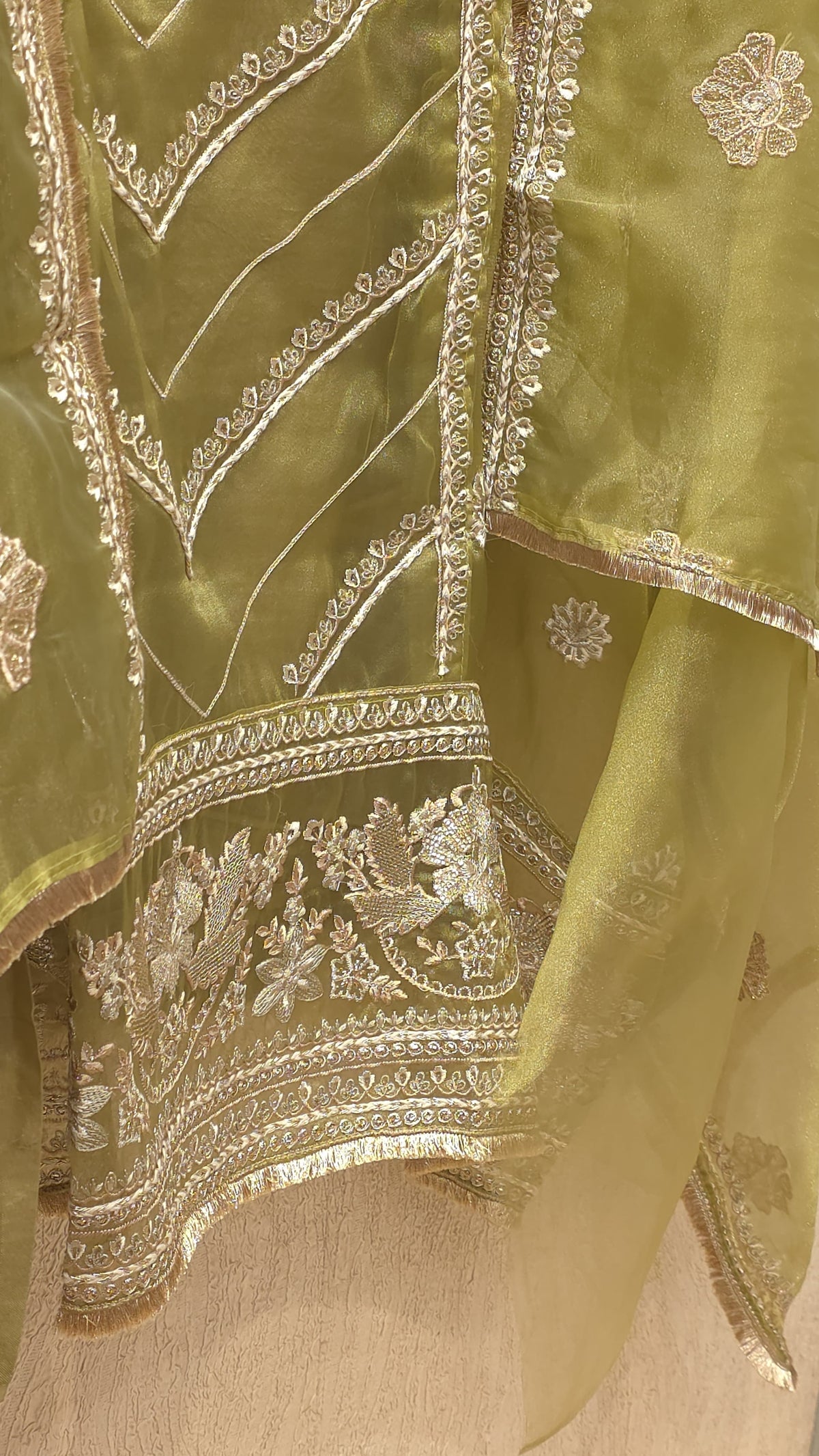 Pakistani Panel Style Glass Tissue Suit