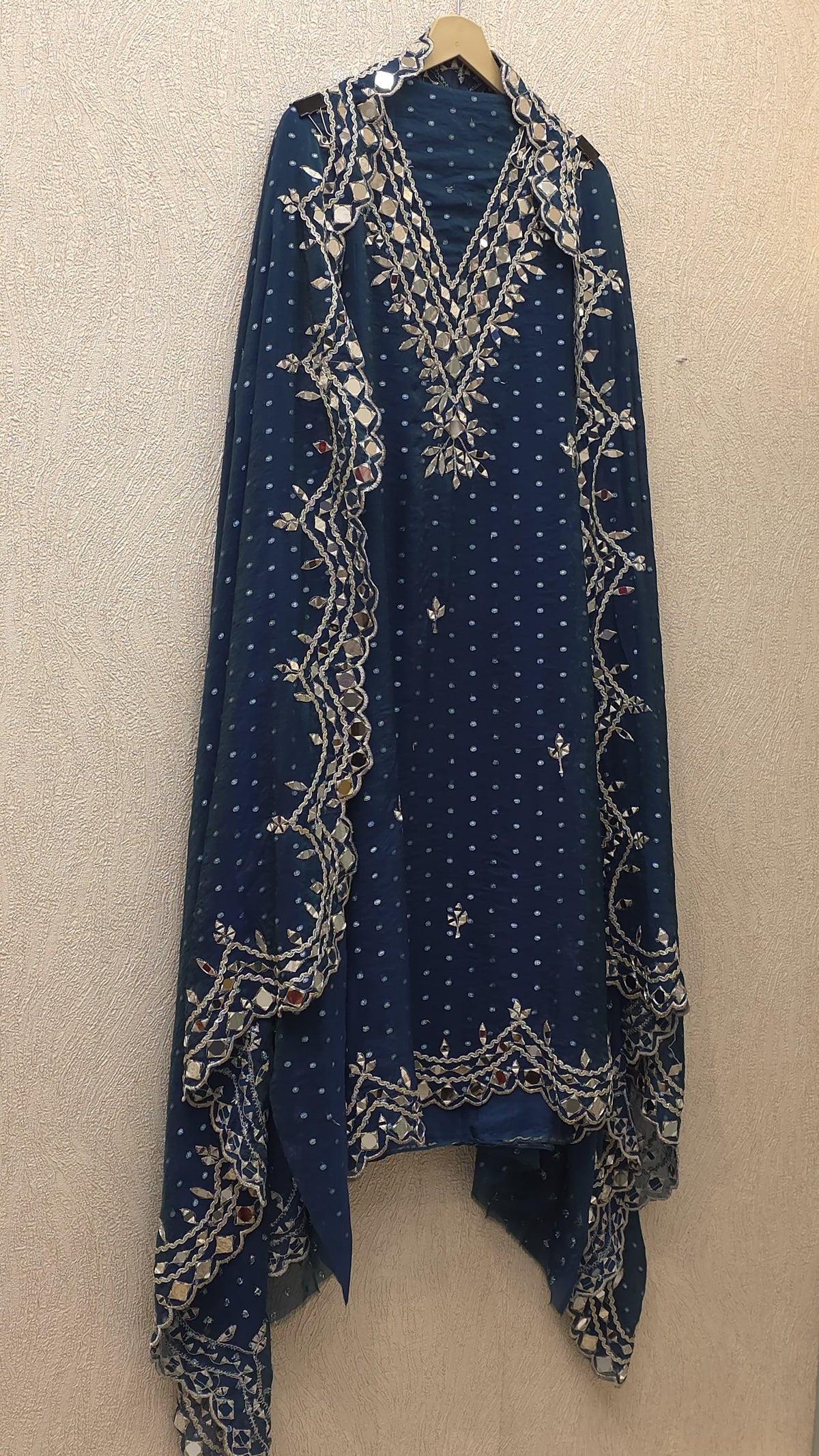 Banarasi Chinnon Butti Mirror Work Suit