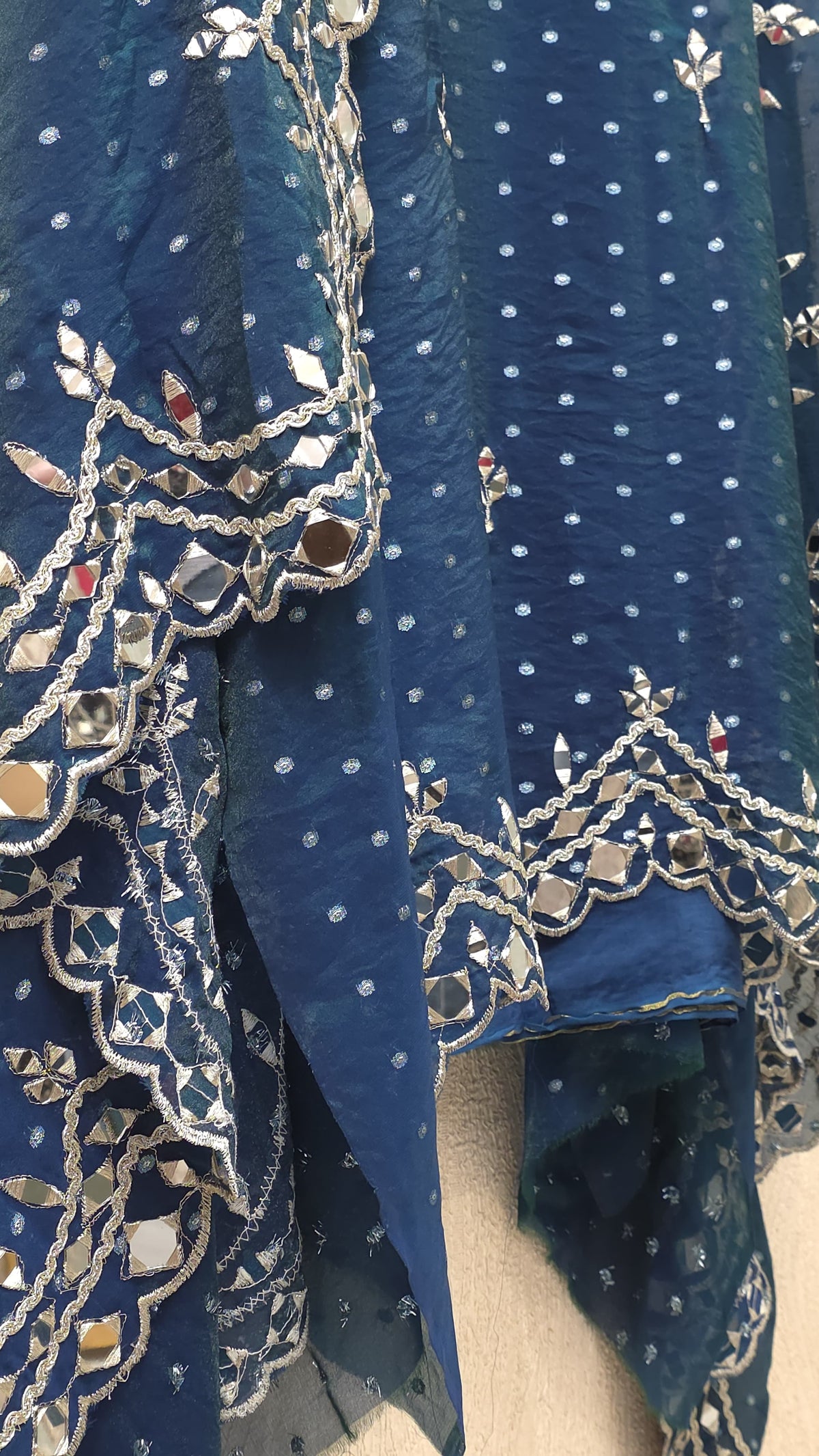 Banarasi Chinnon Butti Mirror Work Suit