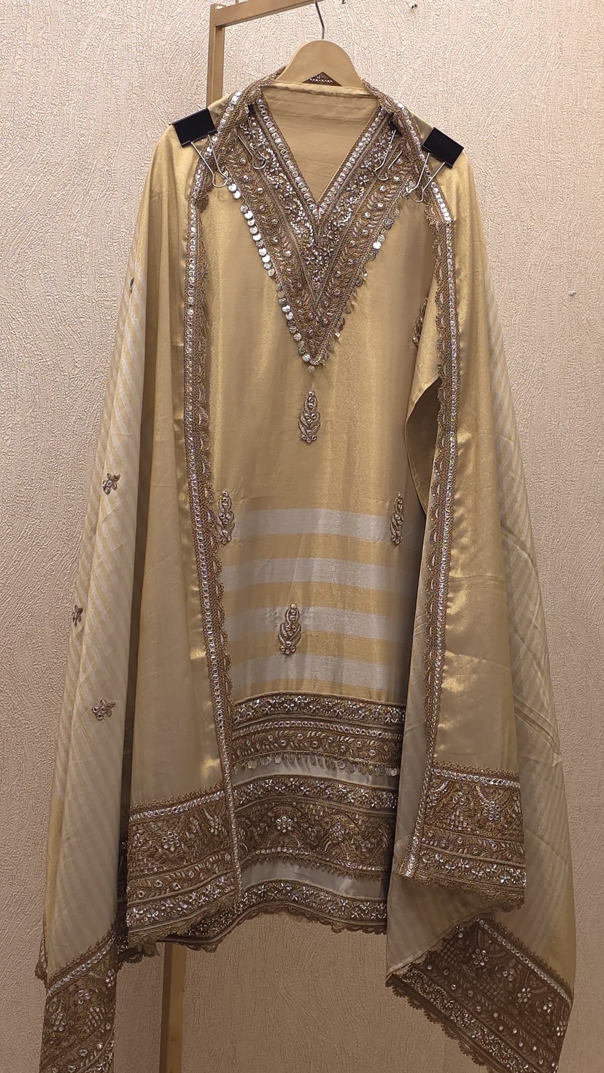 Champagne Gold Original Banarasi fabric's Suit