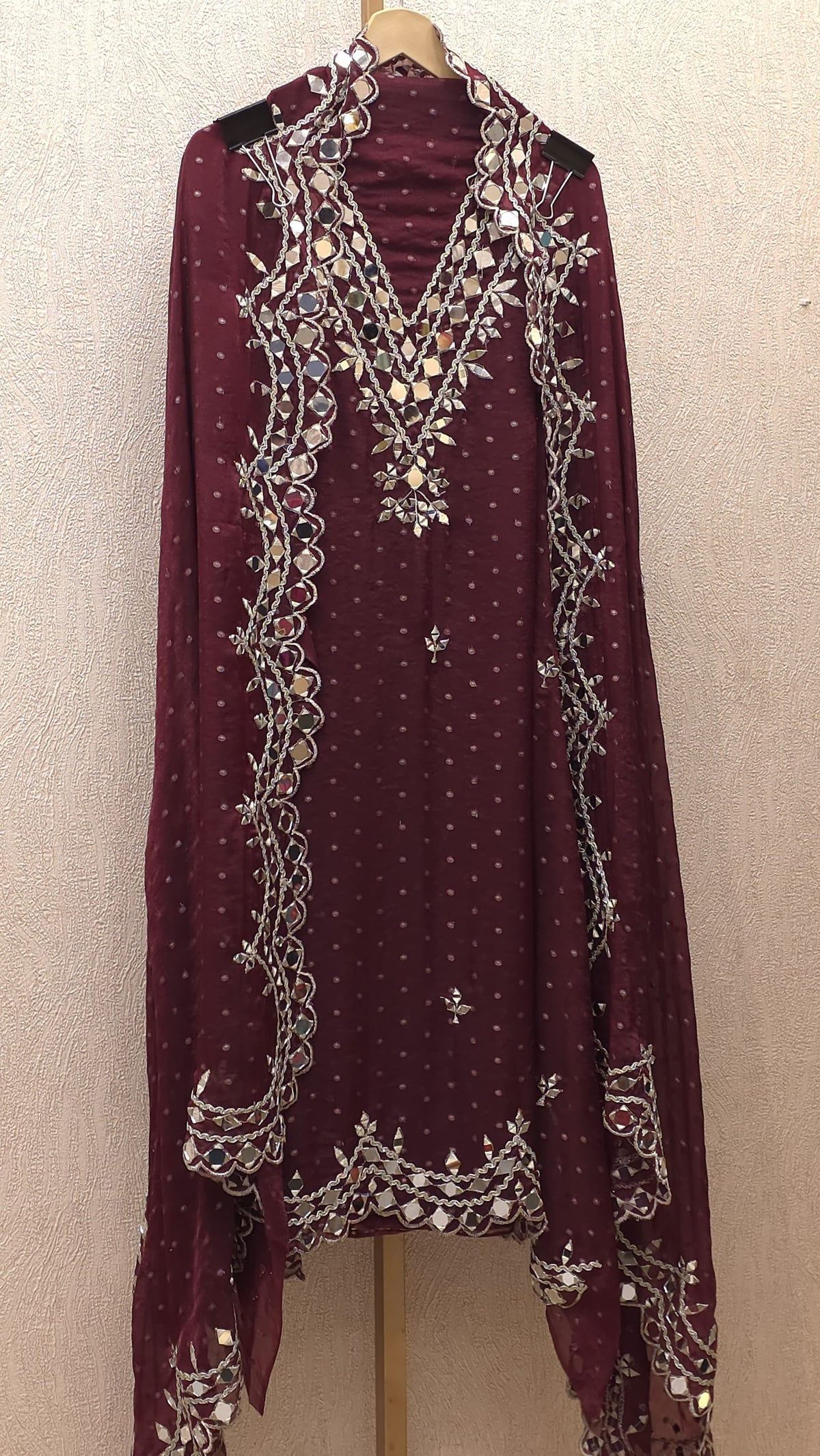 Banarasi Chinnon Butti Mirror Work Suit
