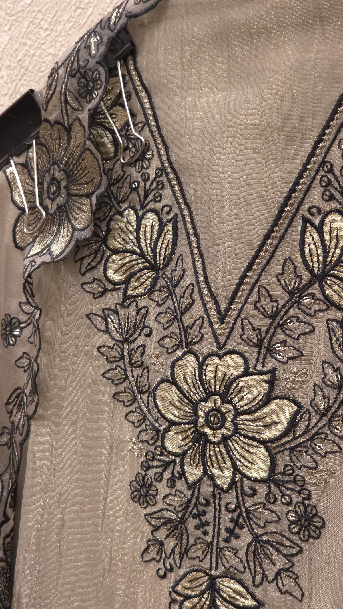 Crushed Tissue  Suit - Contrast Threadwork & Patchwork