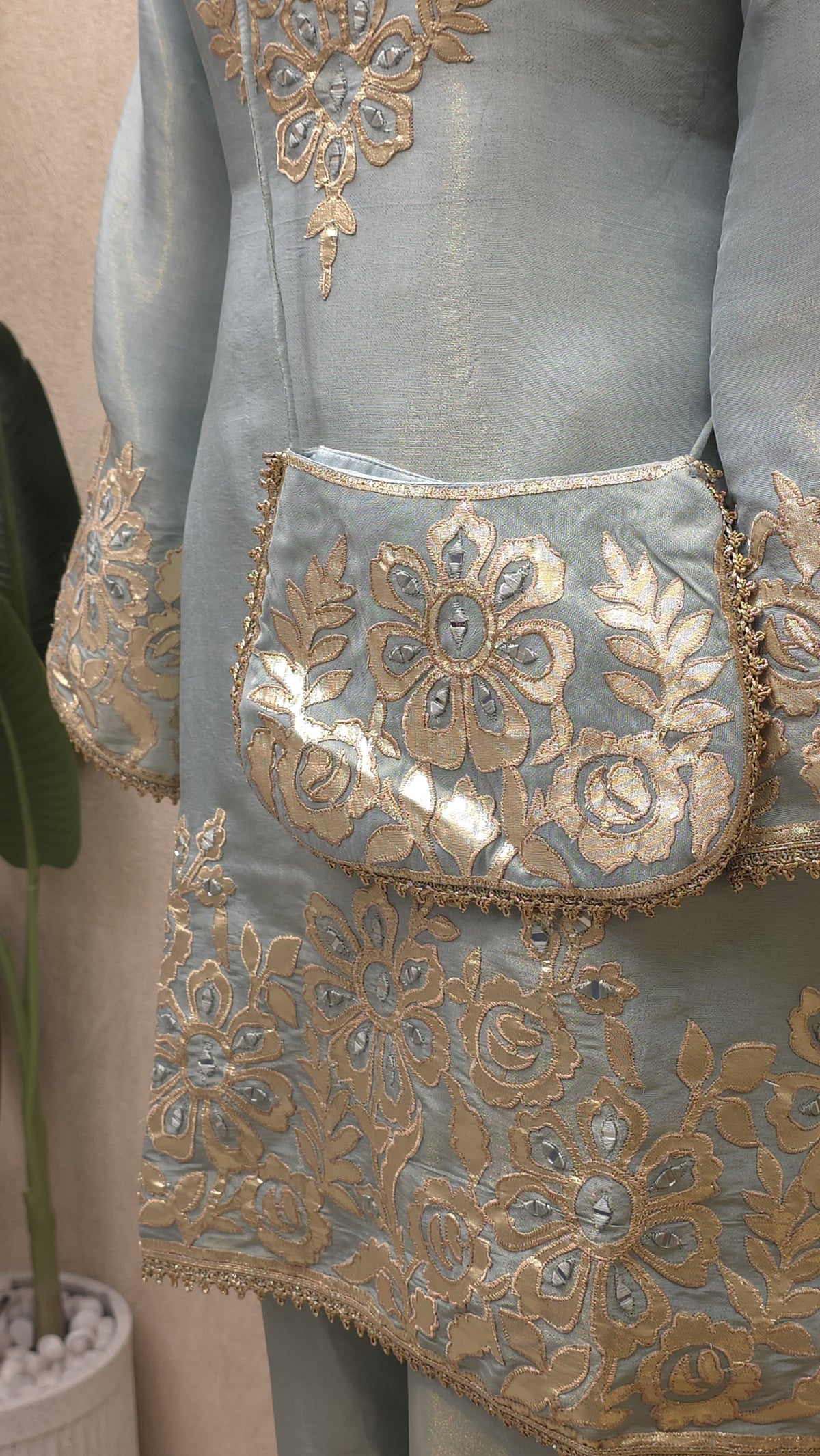 Readymade Shimmer Tissue Laser Cut Co-ord Set