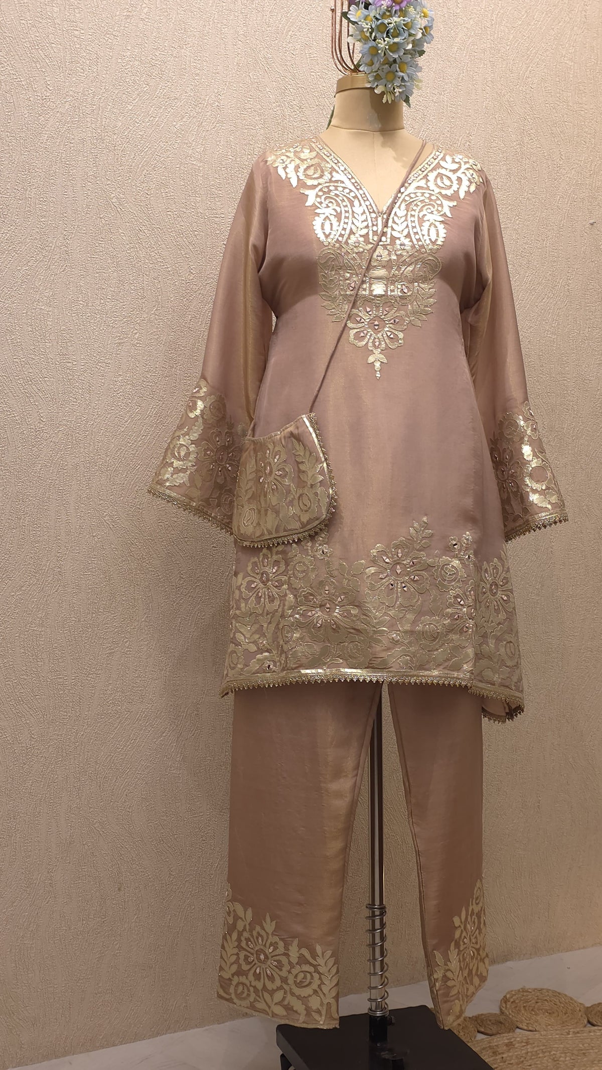Readymade Shimmer Tissue Laser Cut Co-ord Set