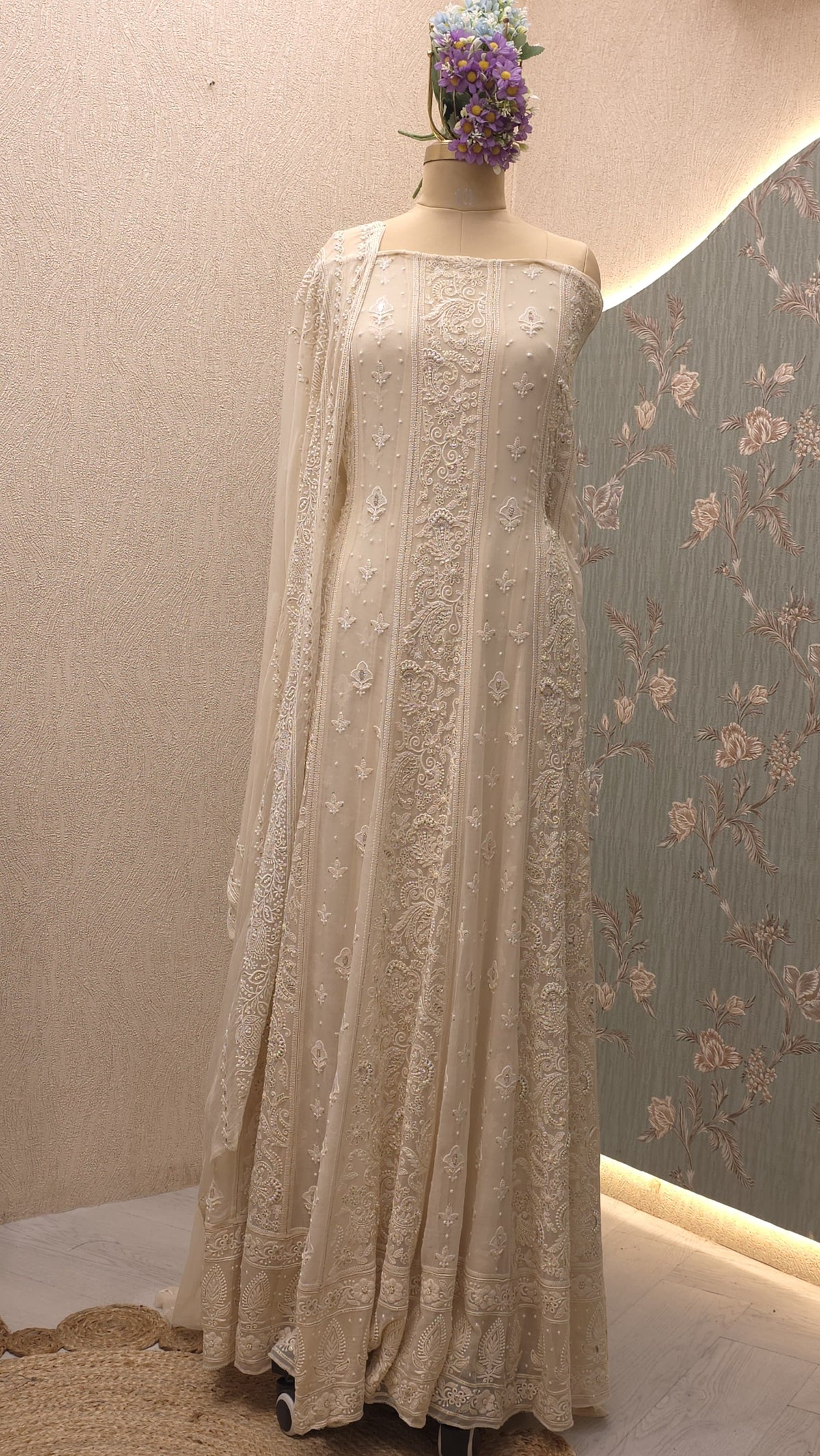 Pure Georgette Lucknowi Unstitched Anarkali