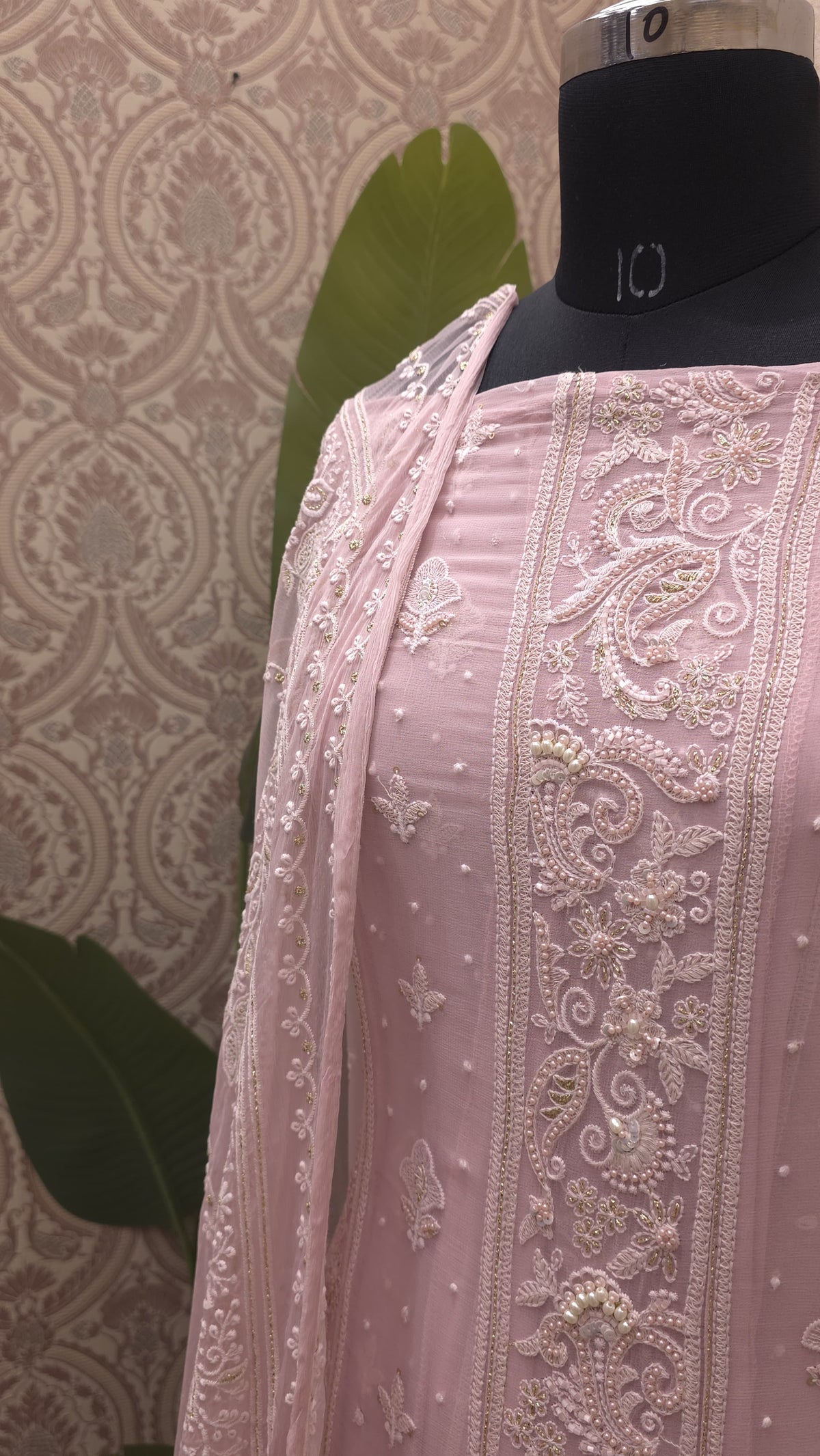Pure Georgette Lucknowi Unstitched Anarkali