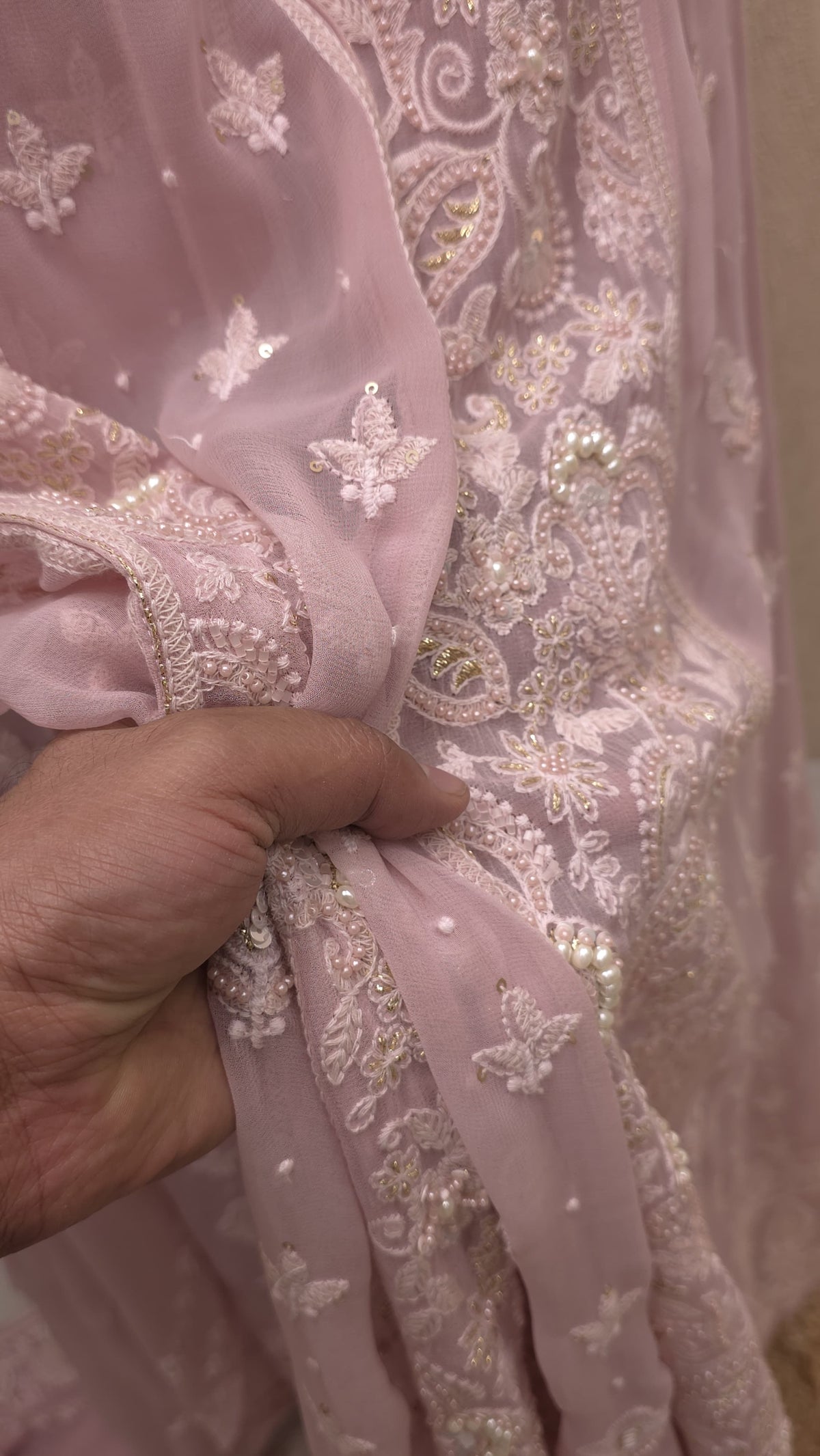 Pure Georgette Lucknowi Unstitched Anarkali