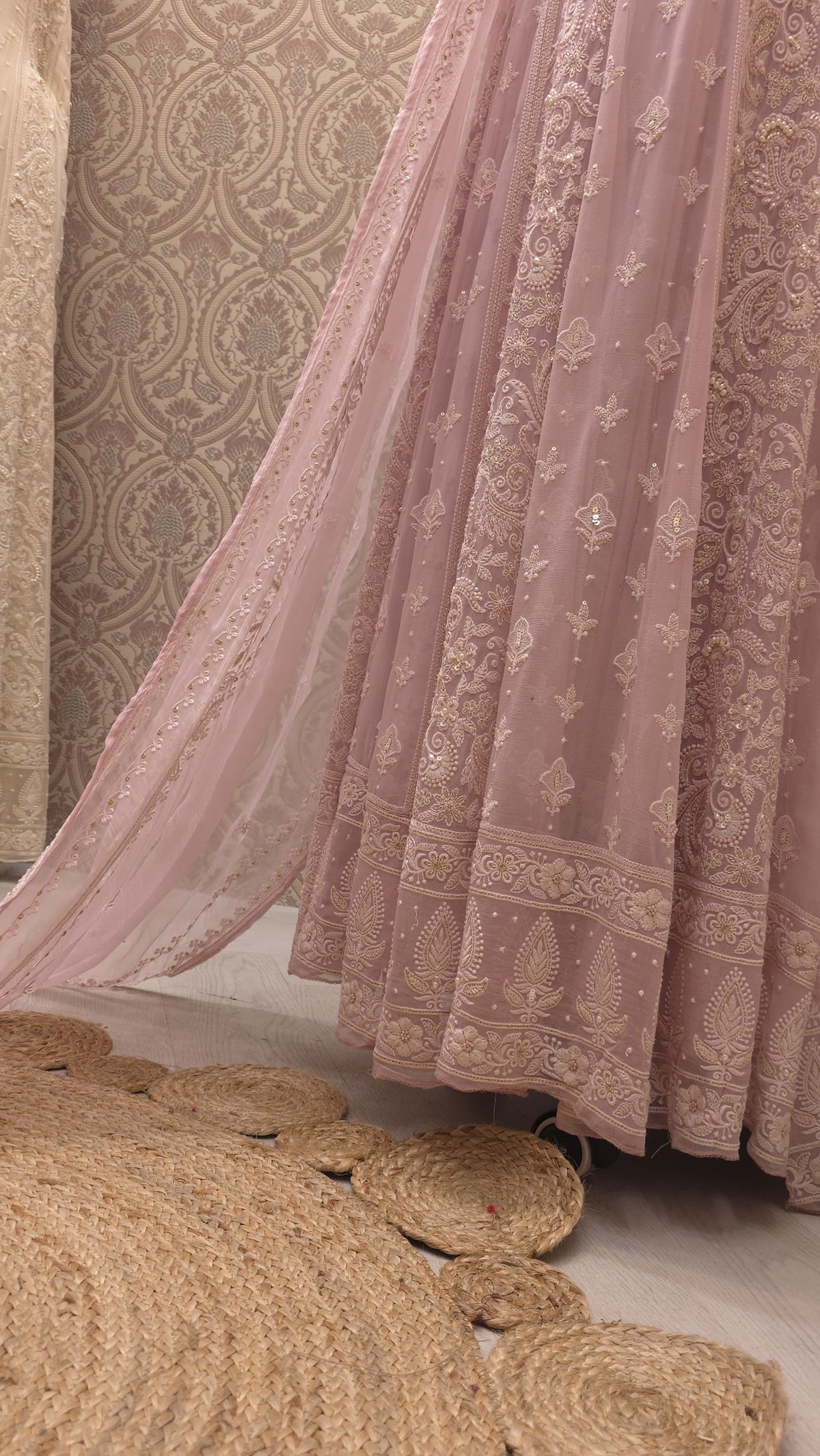 Pure Georgette Lucknowi Unstitched Anarkali