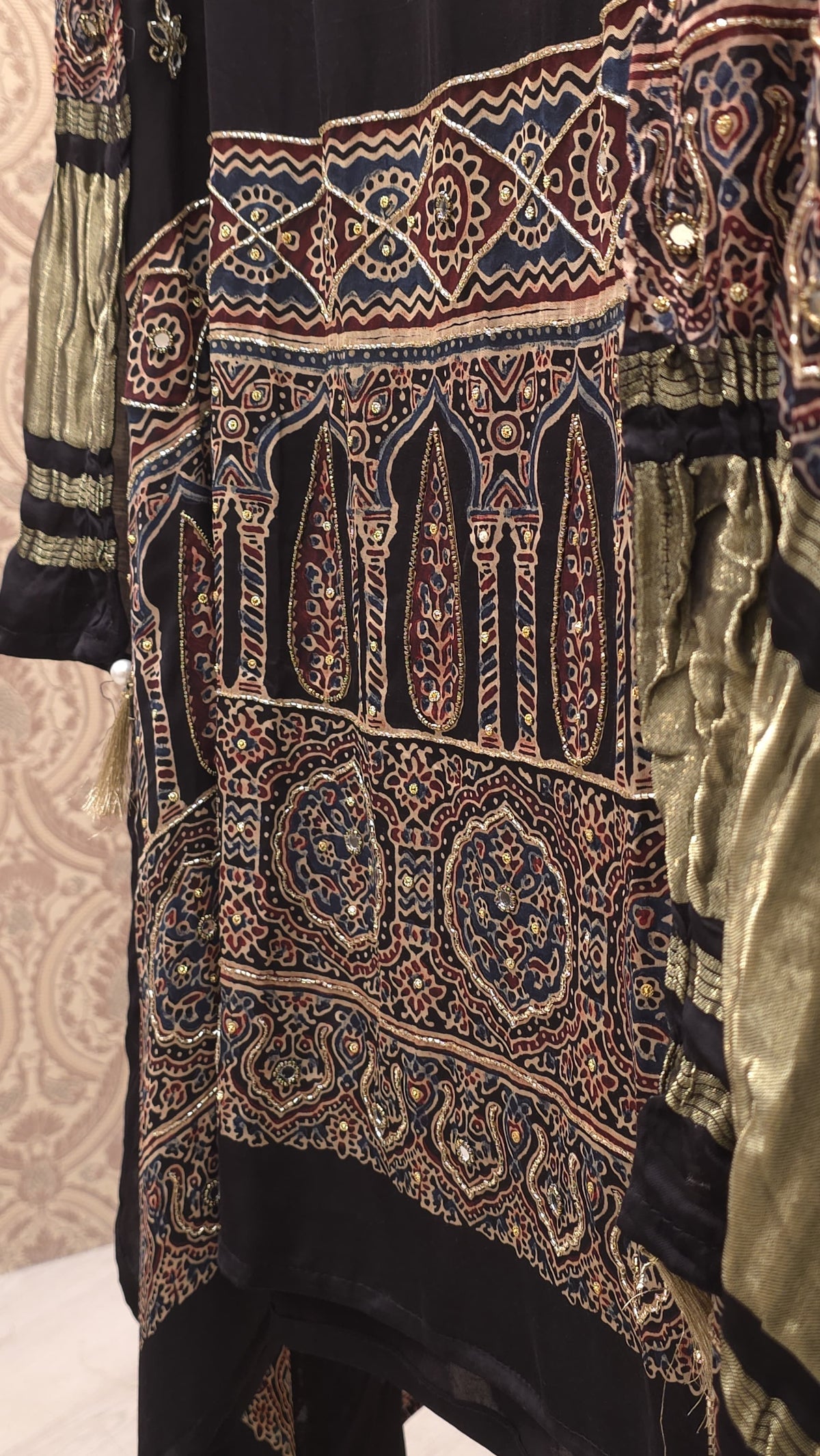 Pure Gajji Silk Ajrak Suit - The showstopper