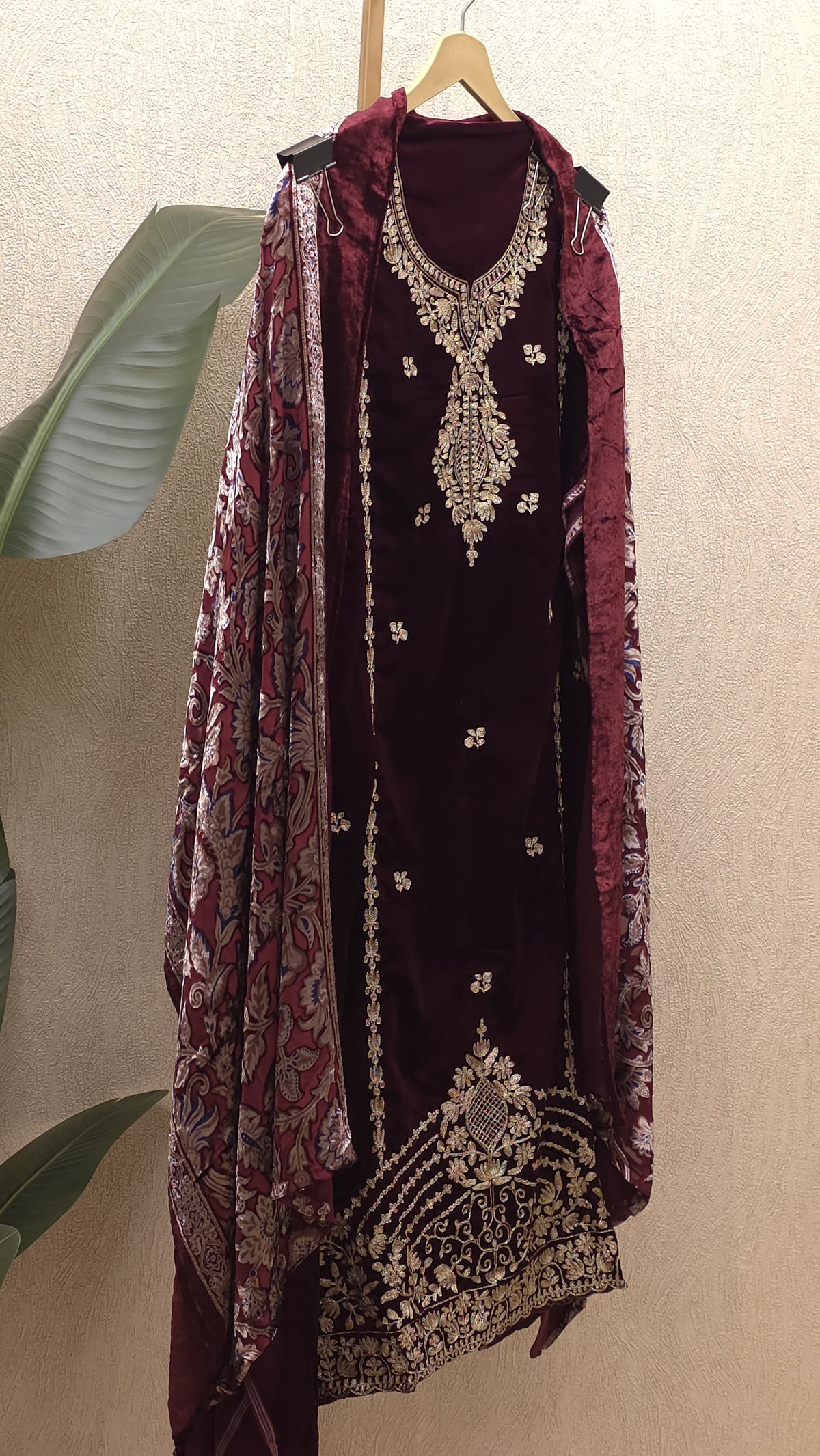 Velvet Suit with Brasso dupatta & Jamawar Silk bottom 4.O