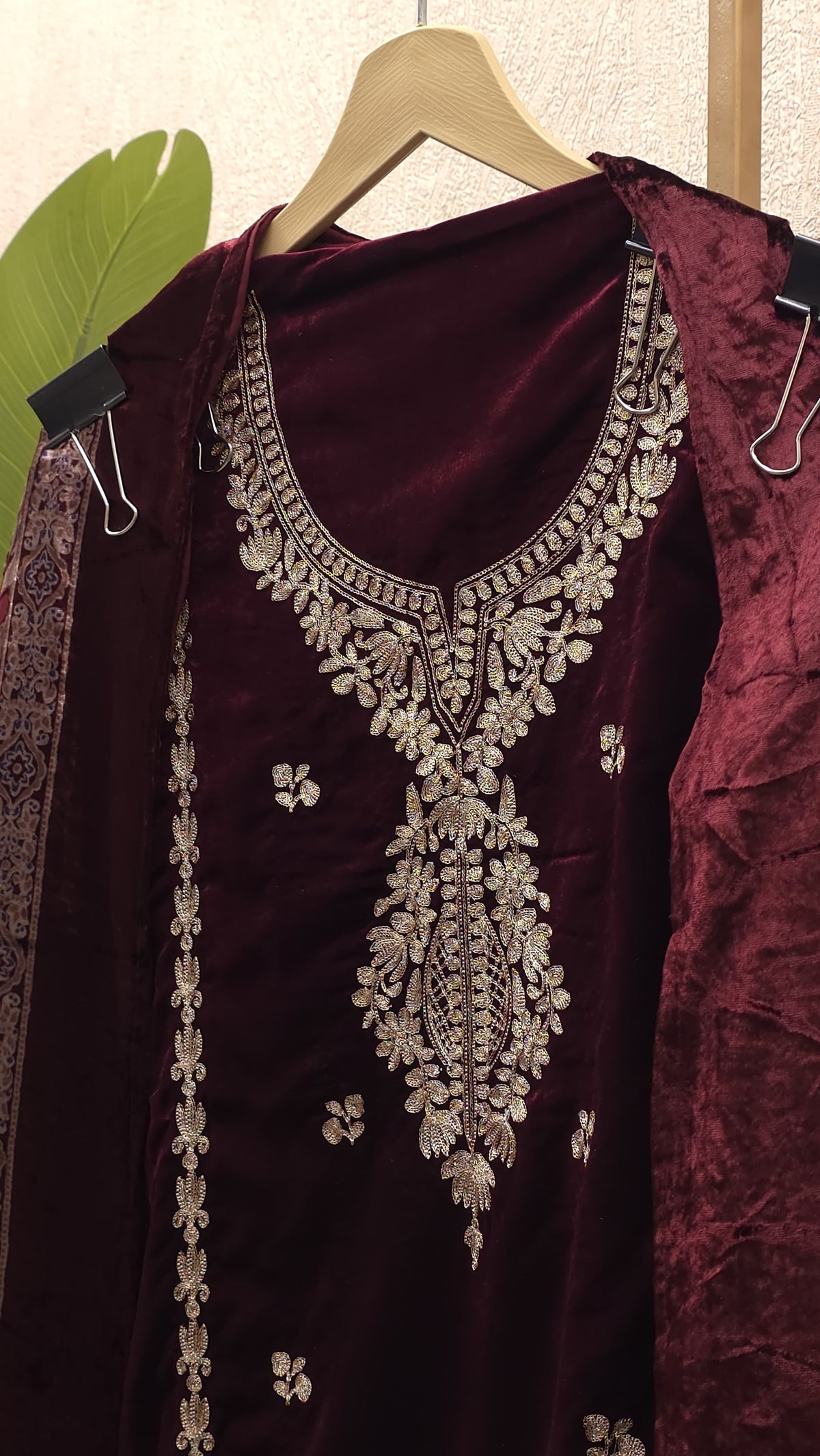Velvet Suit with Brasso dupatta & Jamawar Silk bottom 4.O