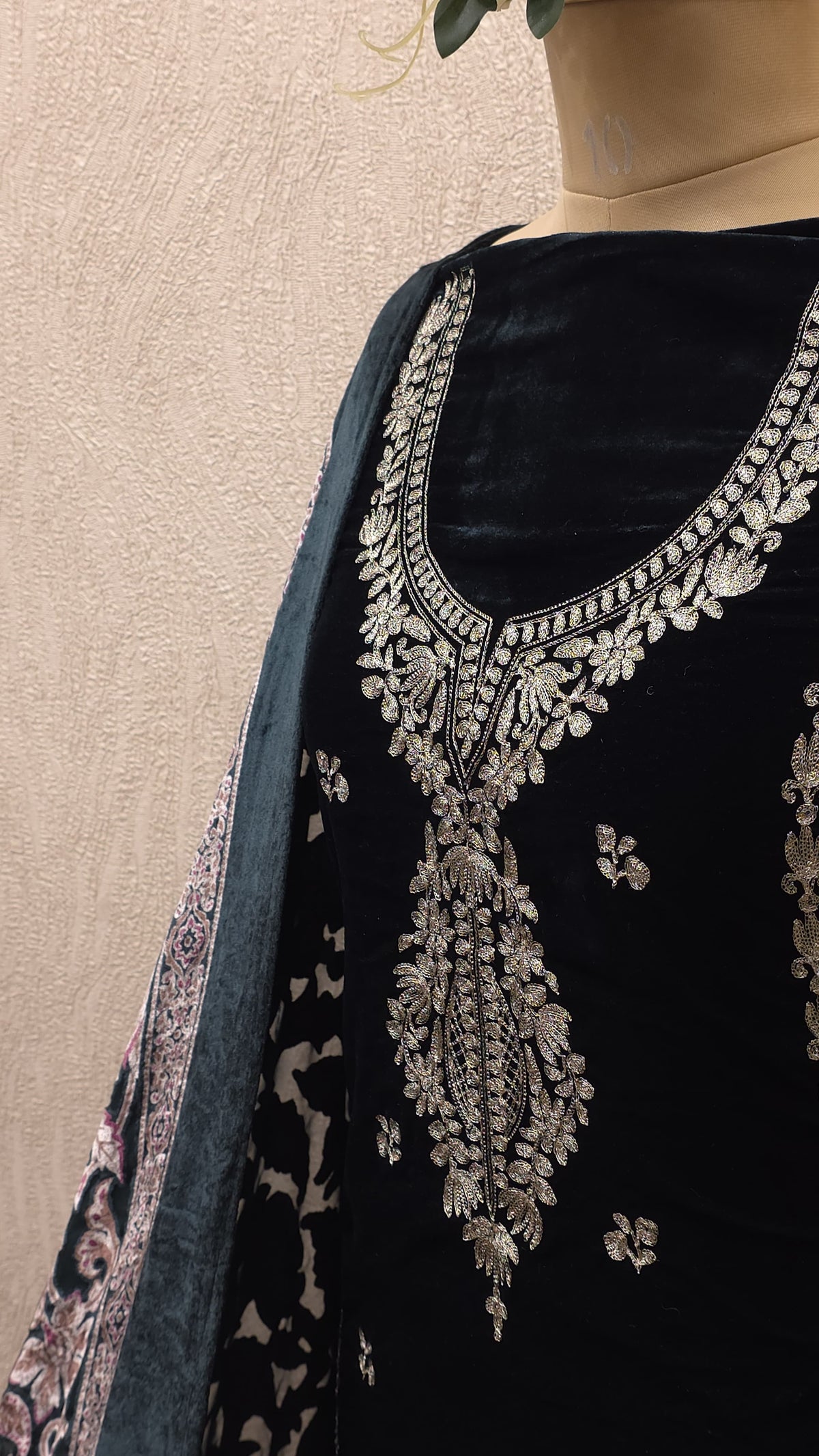 Velvet Suit with Brasso dupatta & Jamawar Silk bottom 4.O