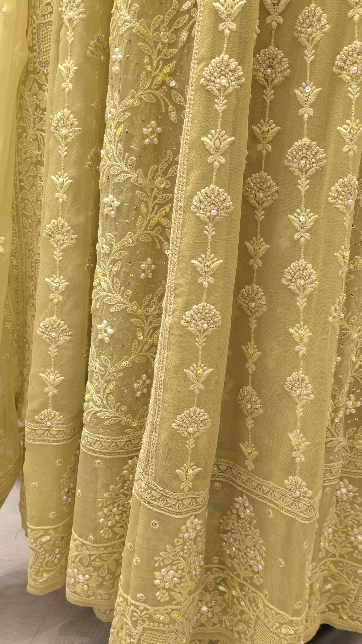 Pure Georgette Lucknowi Unstitched Anarkali 2.O