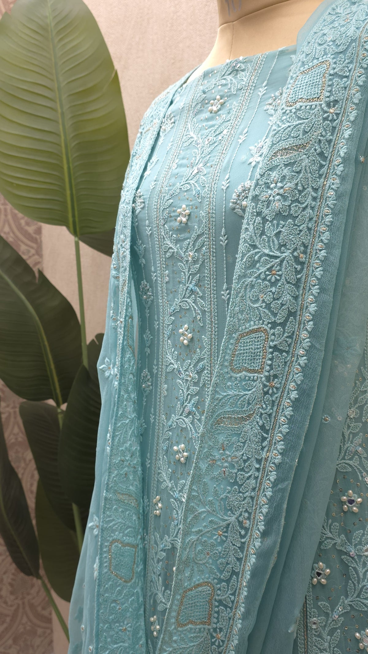 Pure Georgette Lucknowi Unstitched Anarkali 2.O