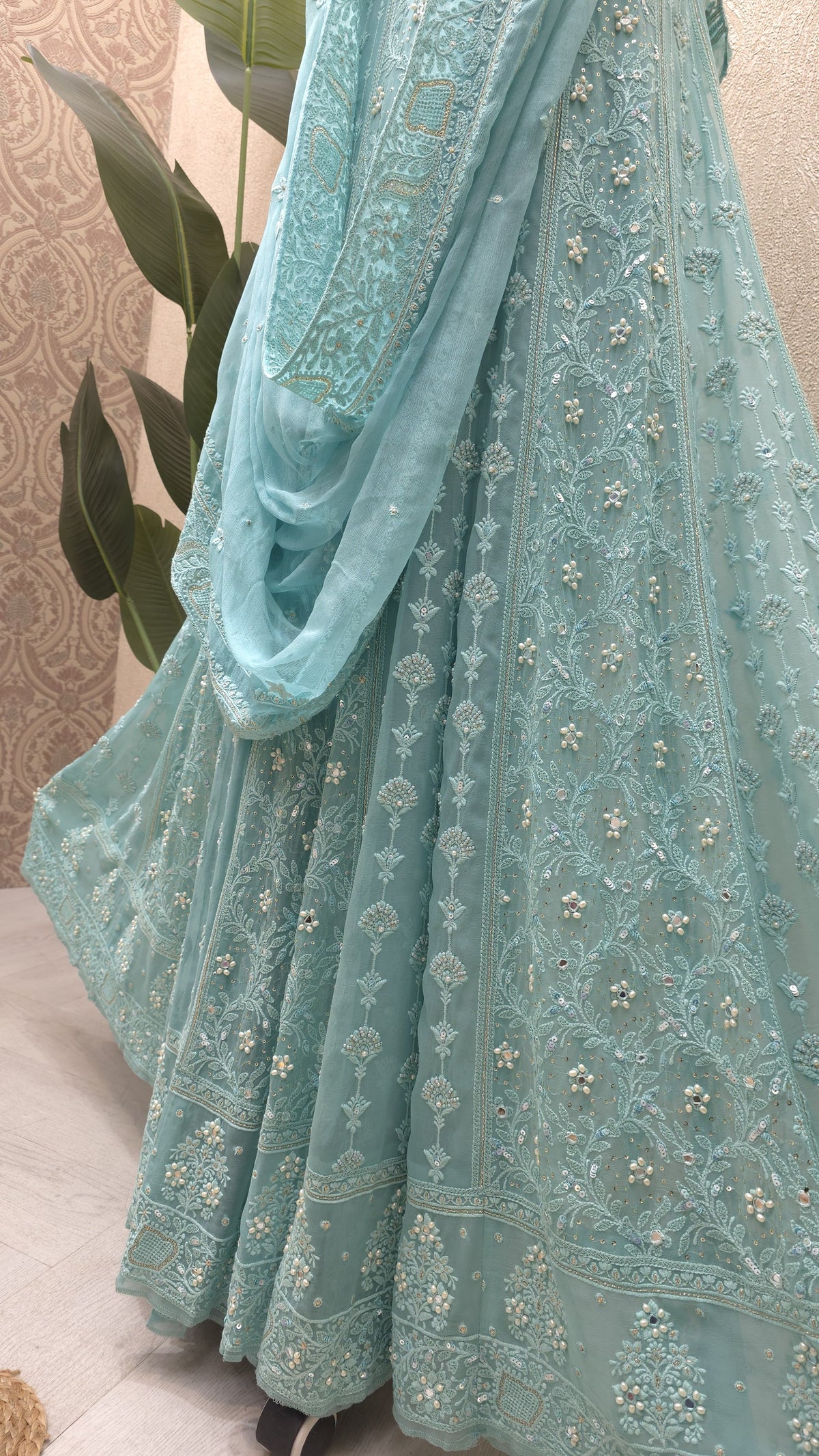 Pure Georgette Lucknowi Unstitched Anarkali 2.O
