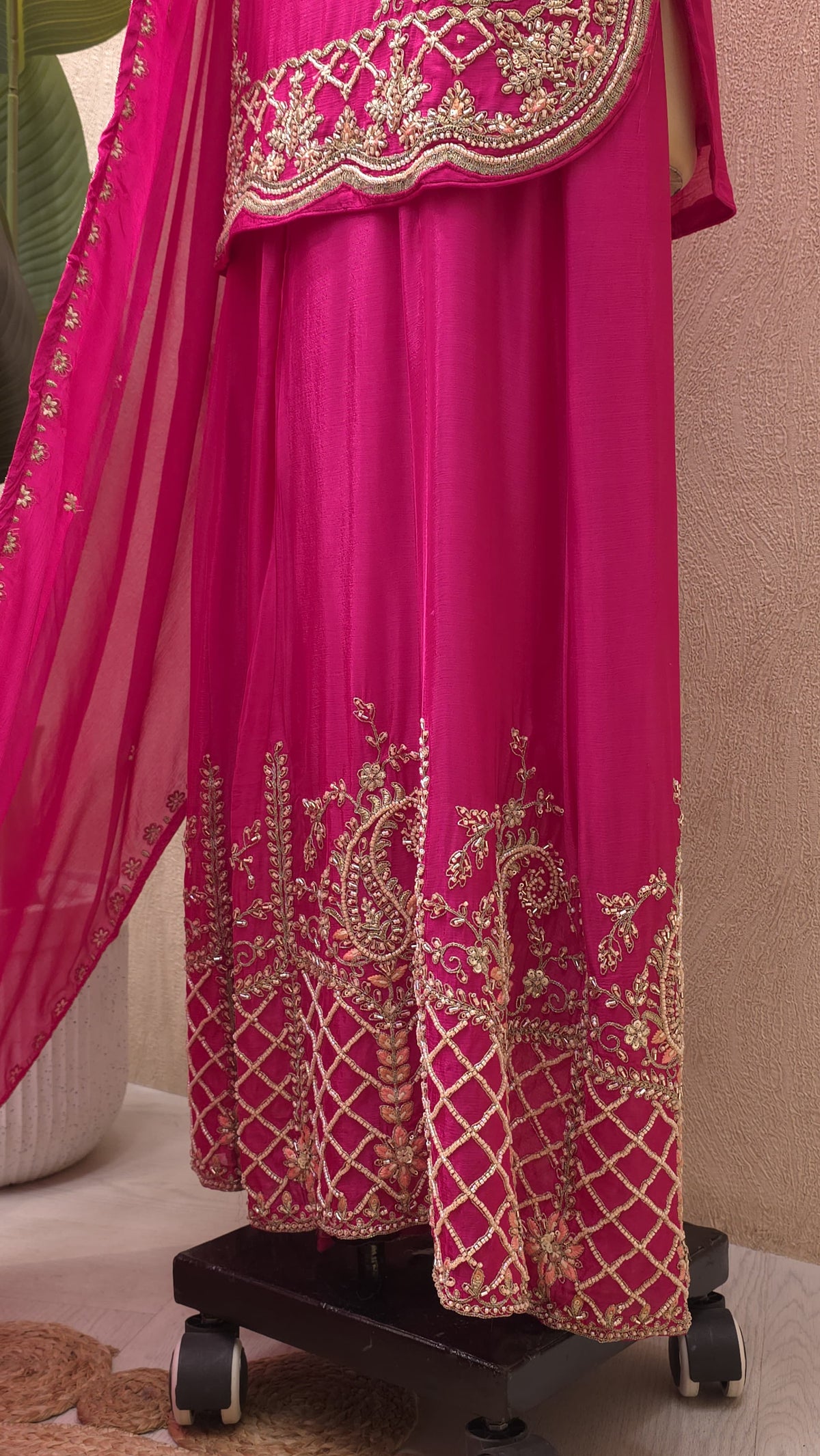 Pure Chinnon Readymade Red & Rani Special