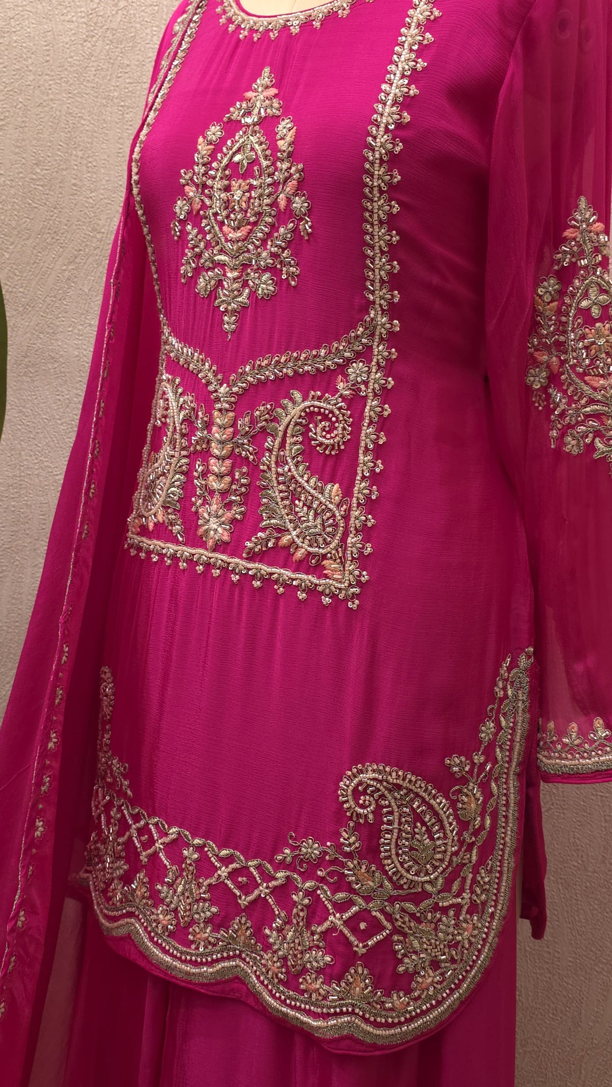 Pure Chinnon Readymade Red & Rani Special