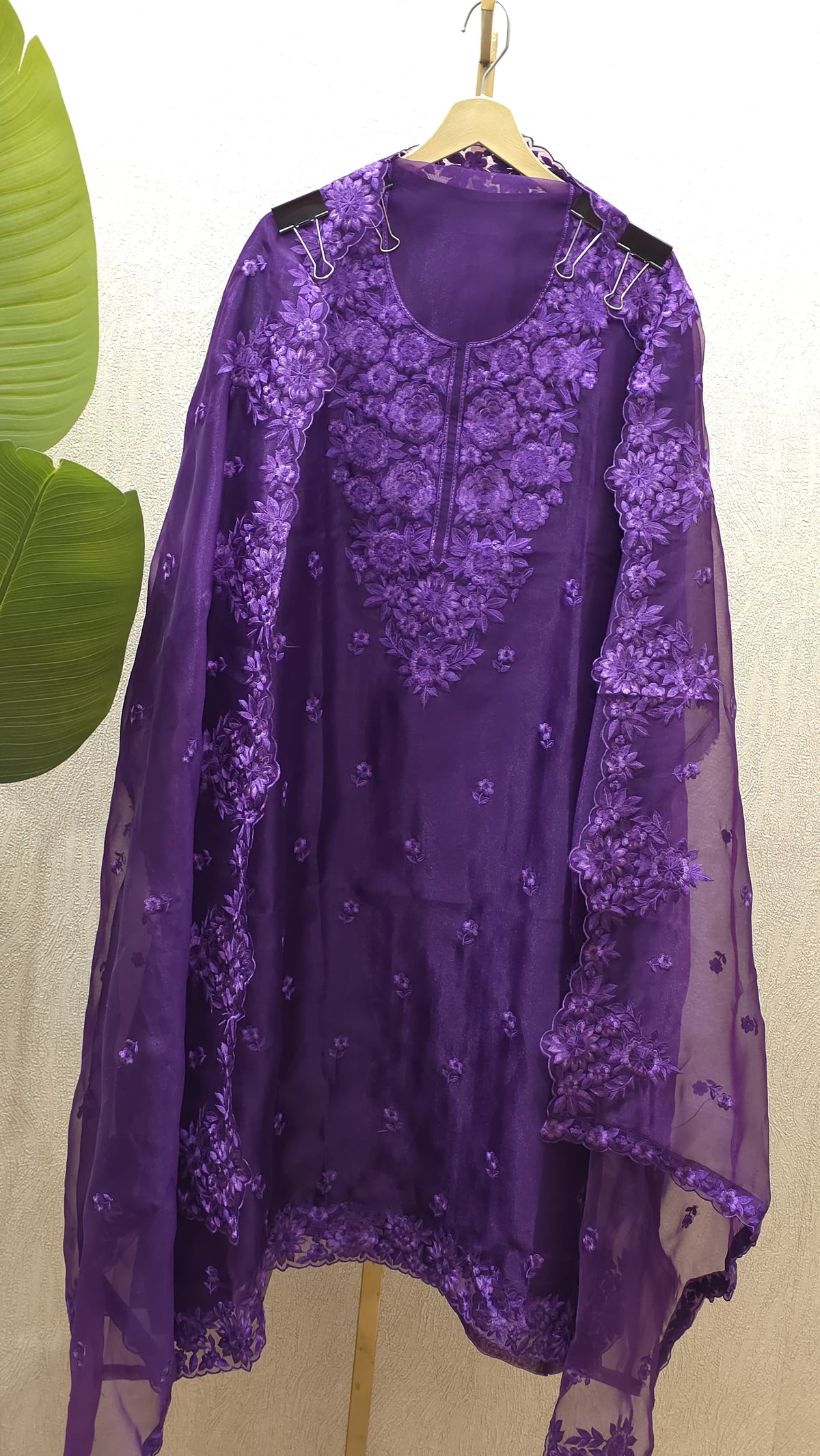 Organza Tissue Thread Embroidered Suit