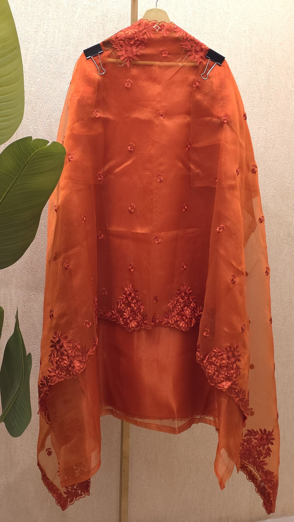 Organza Tissue Thread Embroidered Suit