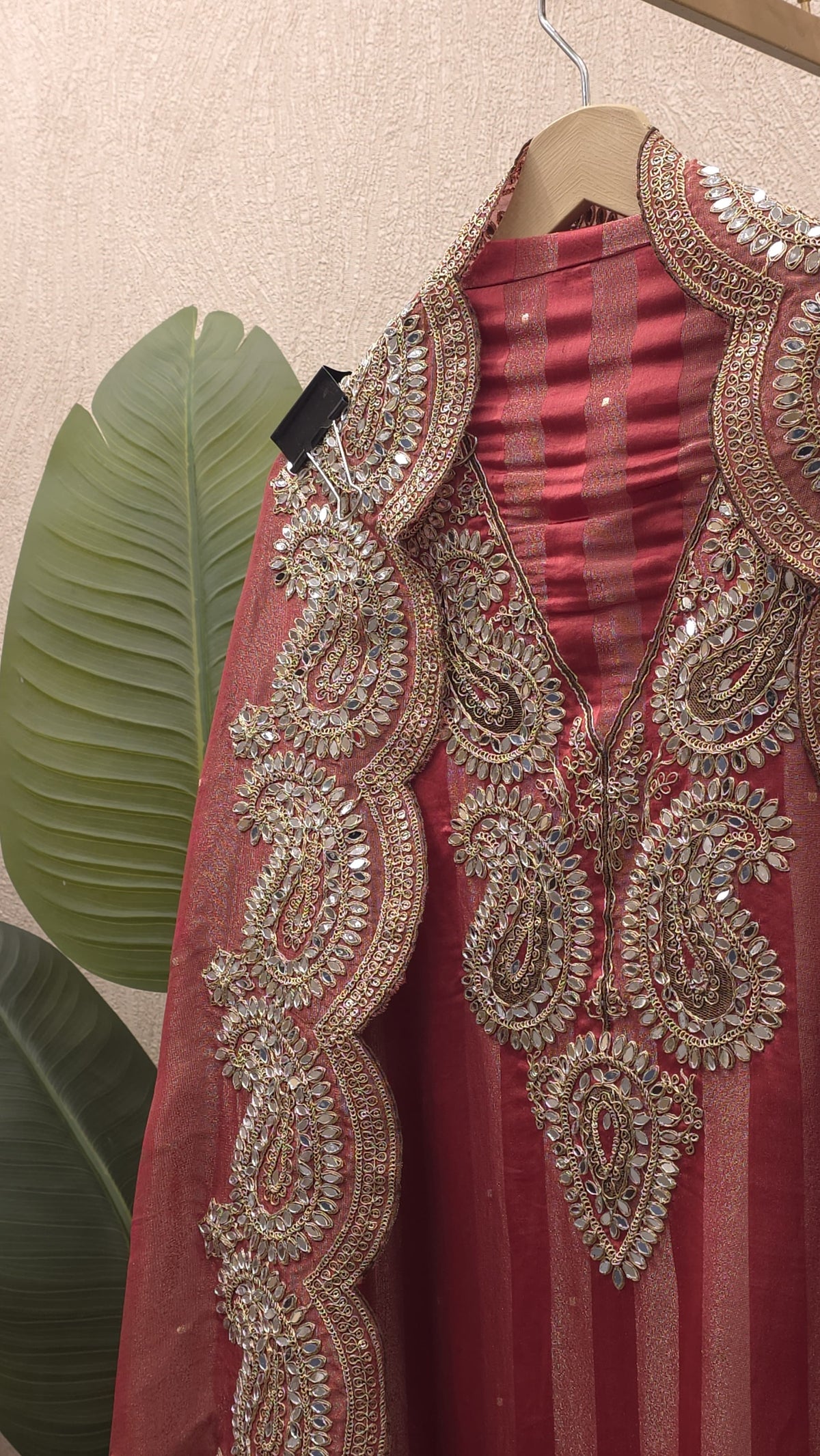 True Mirror Work, Pure Banaras Tissue Suit