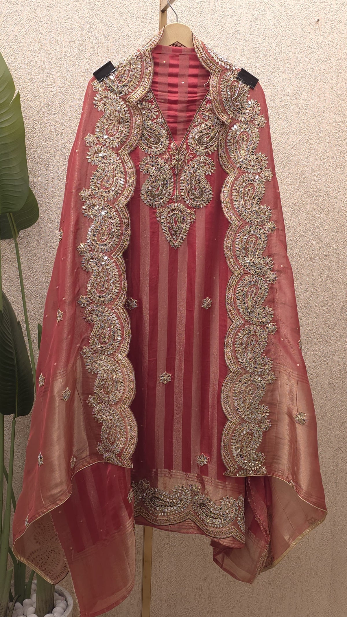 True Mirror Work, Pure Banaras Tissue Suit