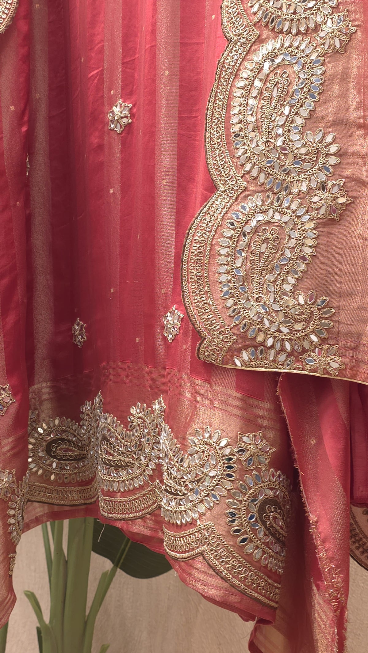 True Mirror Work, Pure Banaras Tissue Suit