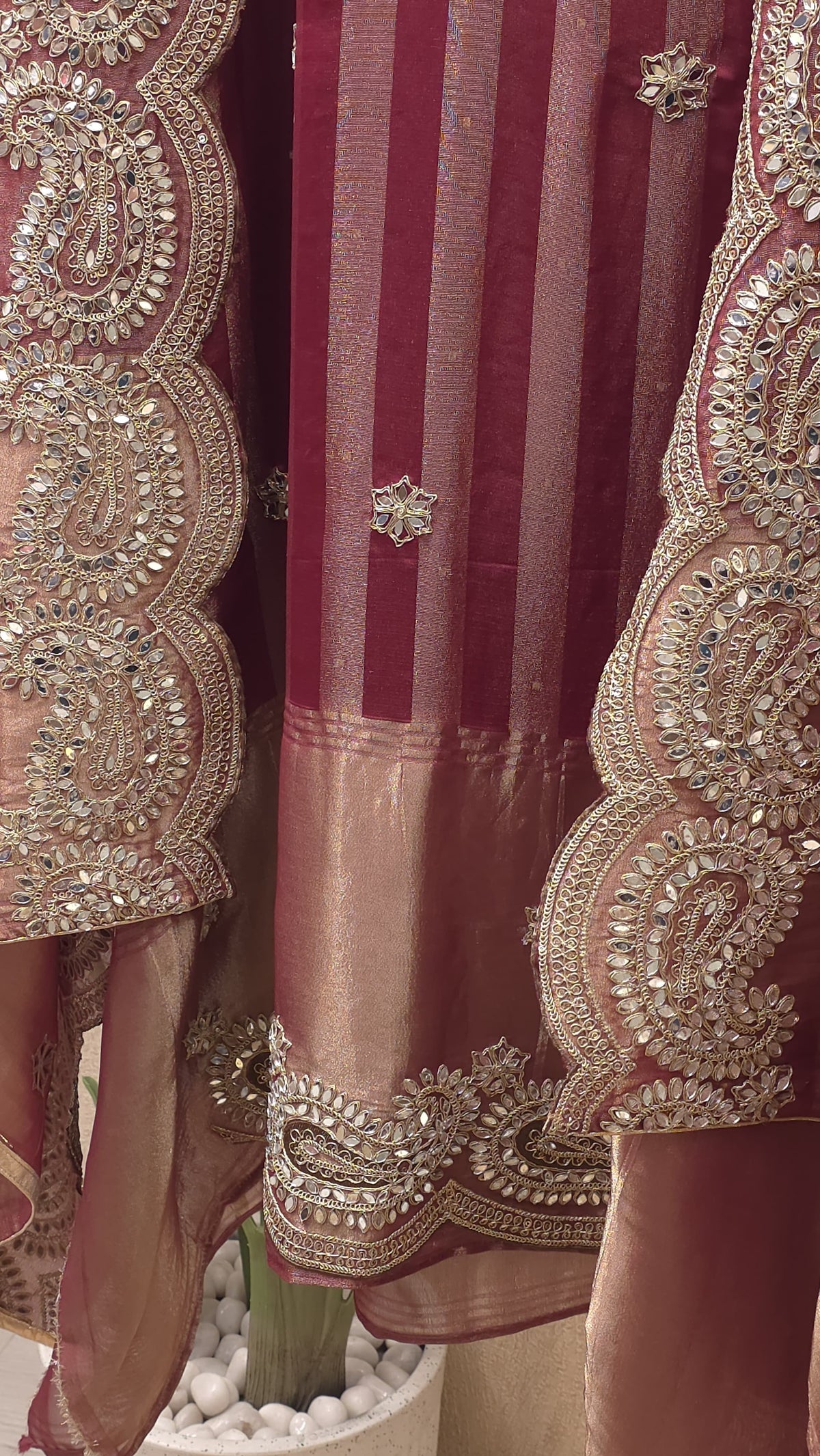 True Mirror Work, Pure Banaras Tissue Suit