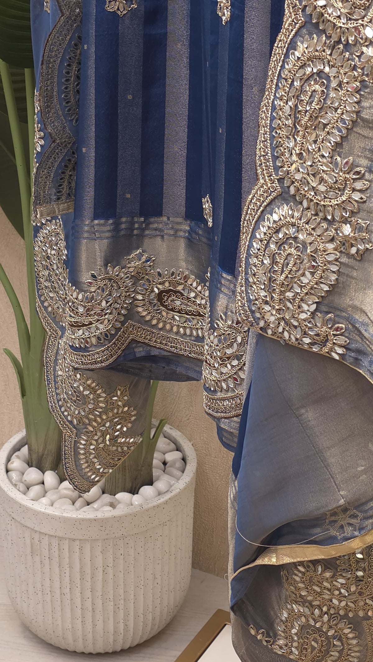 True Mirror Work, Pure Banaras Tissue Suit