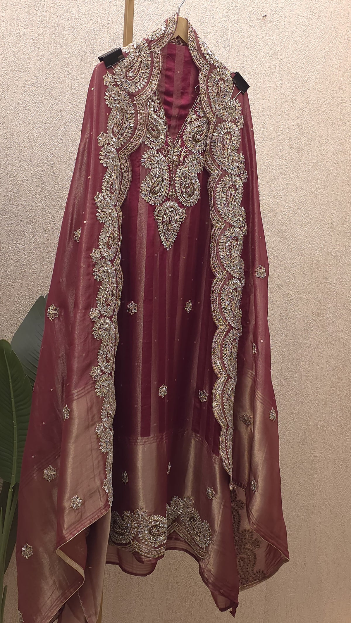 True Mirror Work, Pure Banaras Tissue Suit