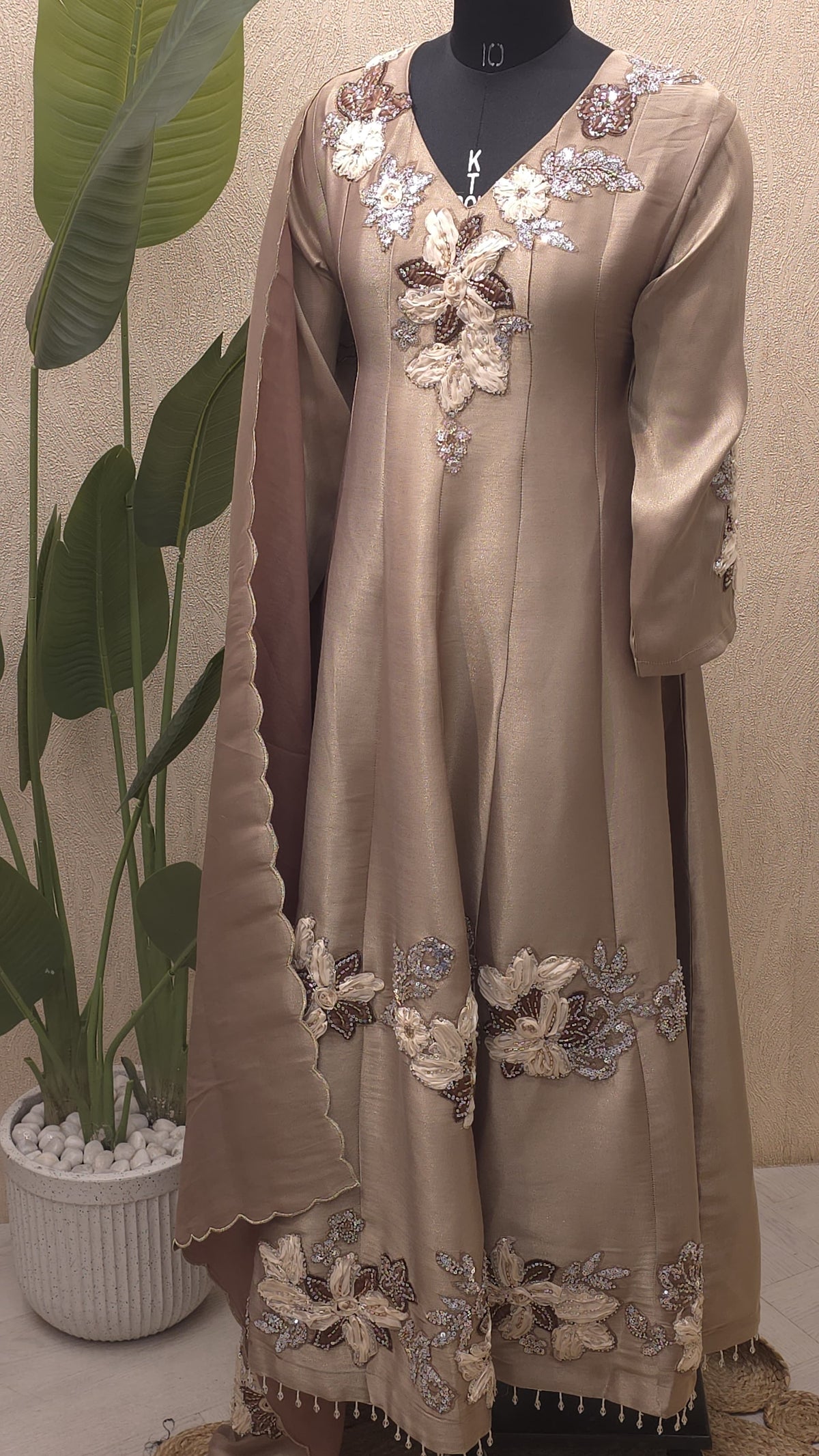 Giraffe Tissue Readymade Anarkali Suit