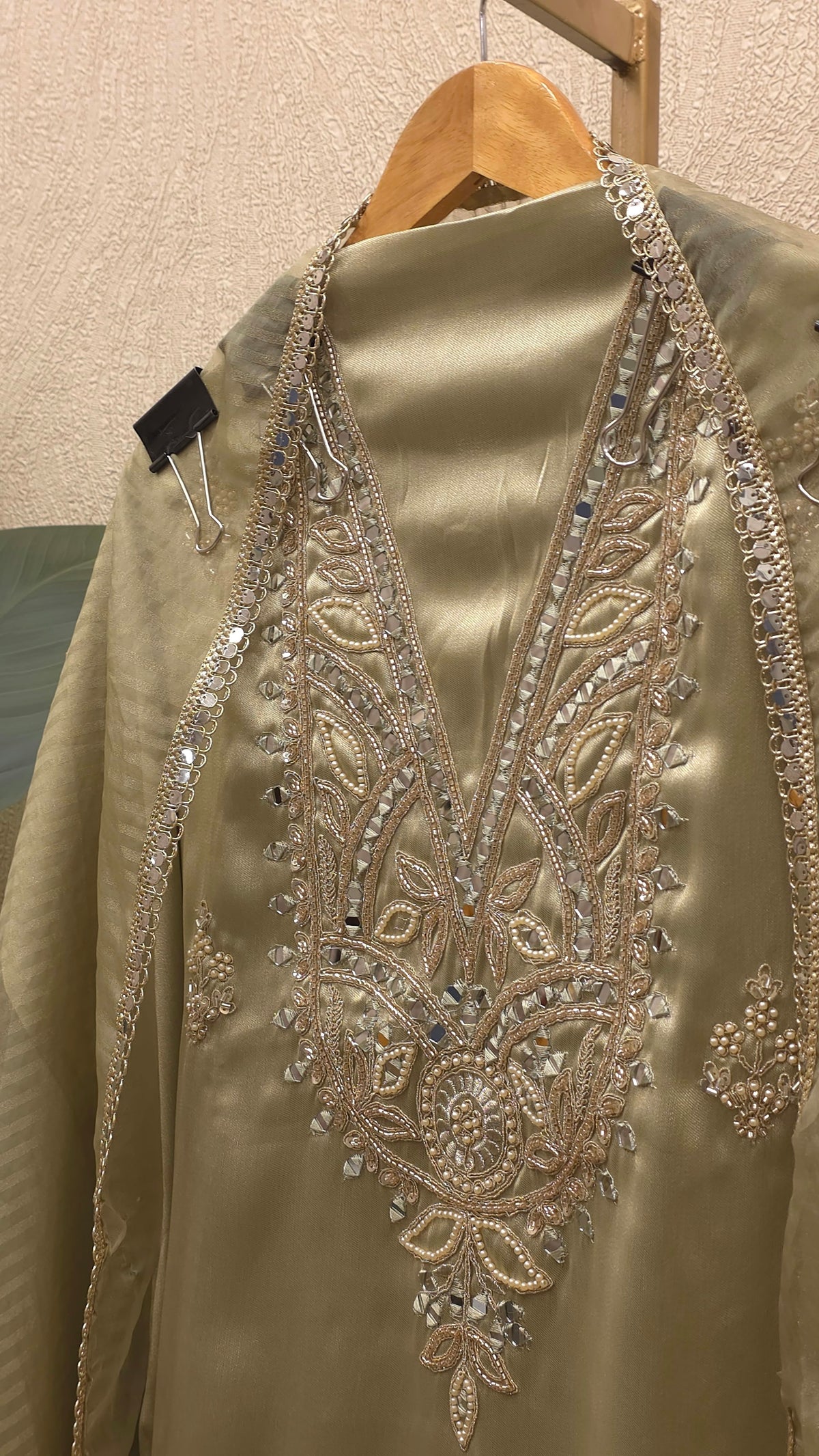 Twill Organza Festive Embroidered Suit
