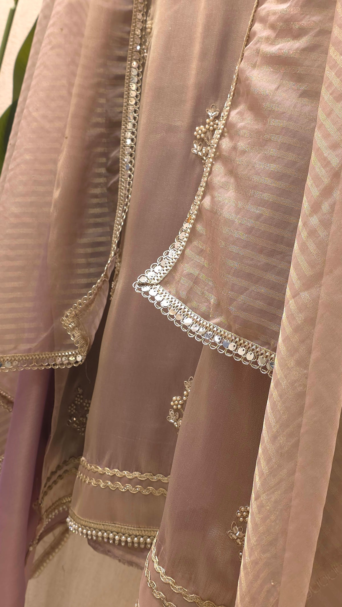 Twill Organza Festive Embroidered Suit