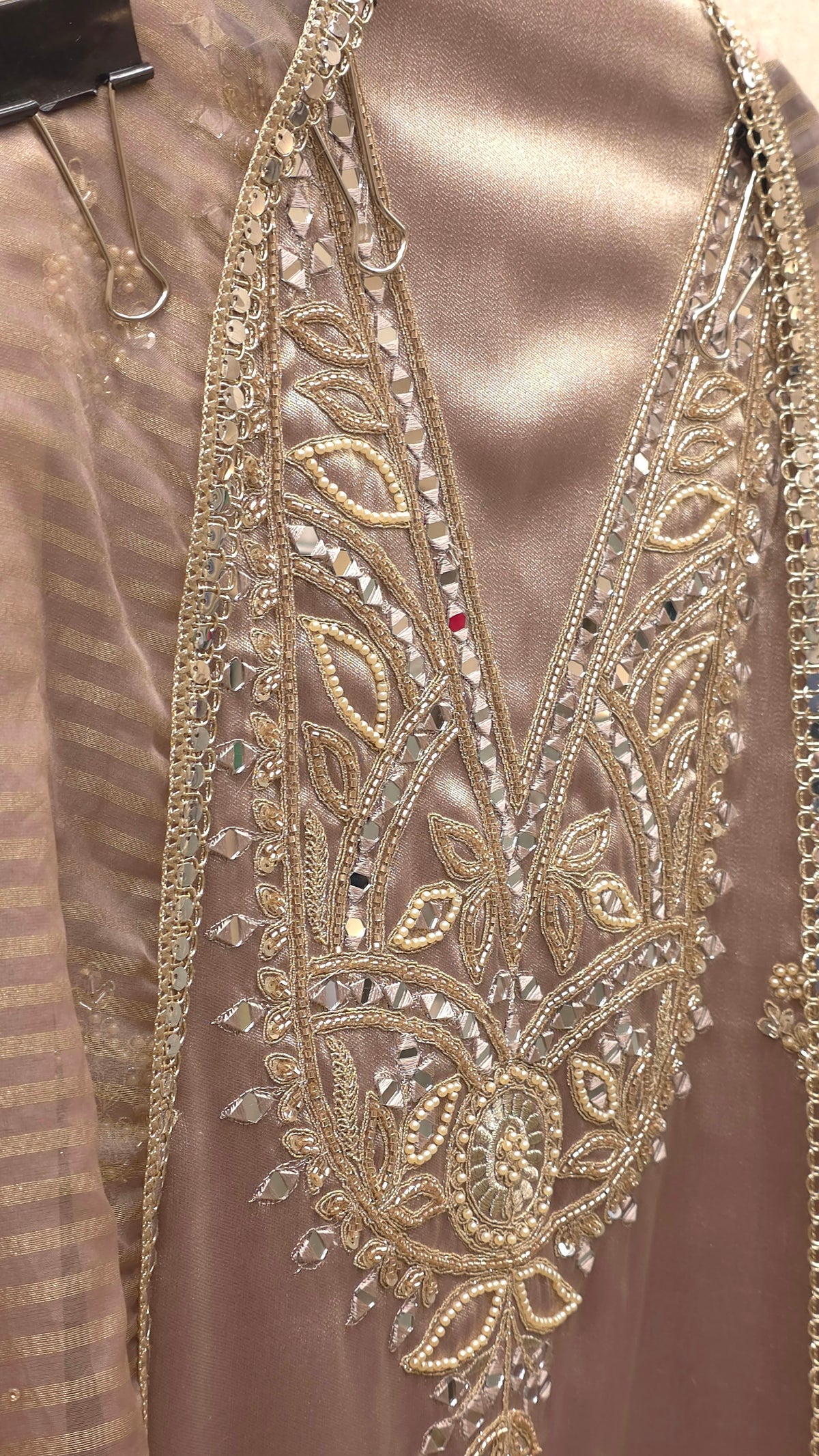 Twill Organza Festive Embroidered Suit