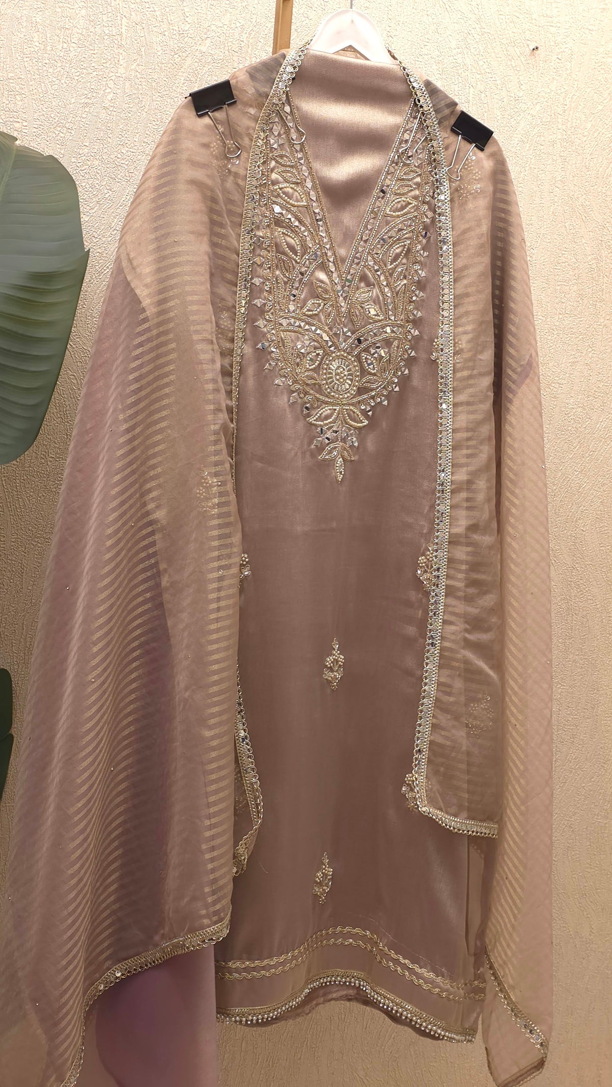 Twill Organza Festive Embroidered Suit