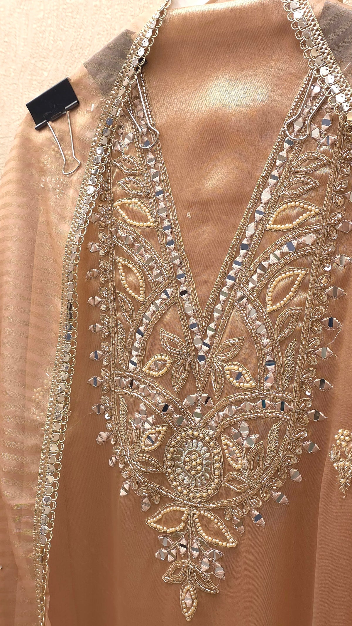 Twill Organza Festive Embroidered Suit
