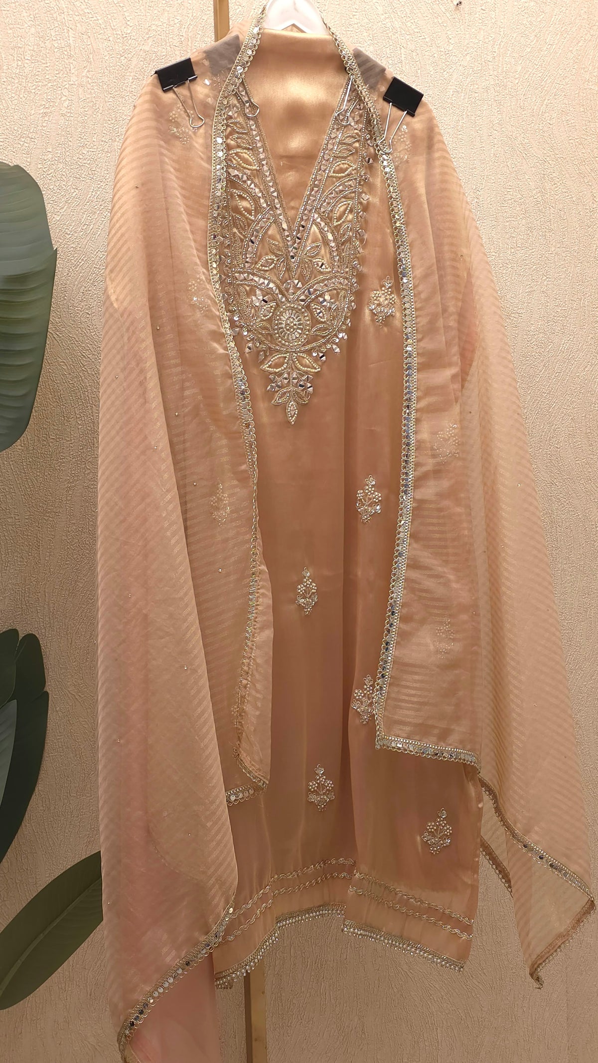 Twill Organza Festive Embroidered Suit