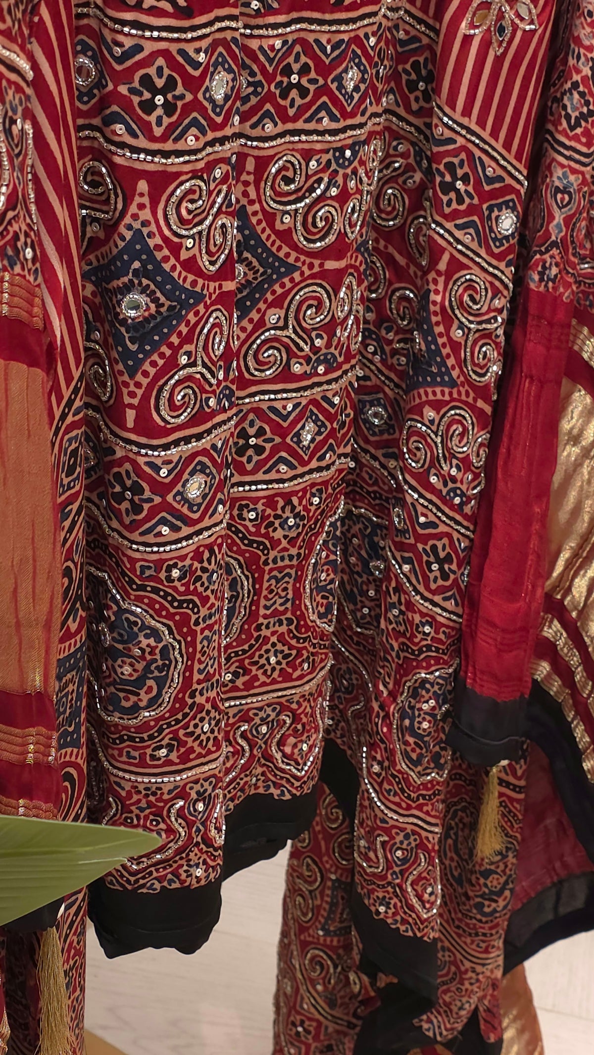 Pure Gajji Silk Ajrak Suit 2.O - The showstopper