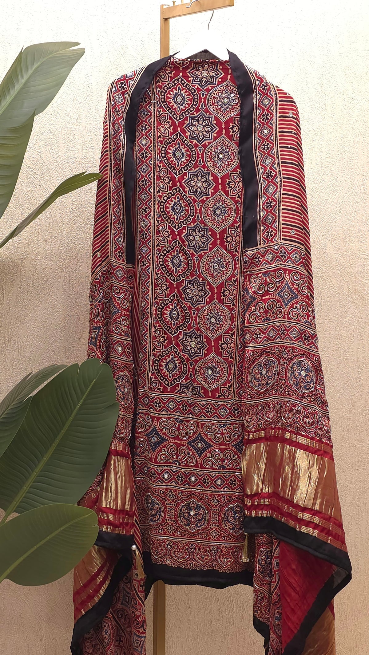 Pure Gajji Silk Ajrak Suit 2.O - The showstopper