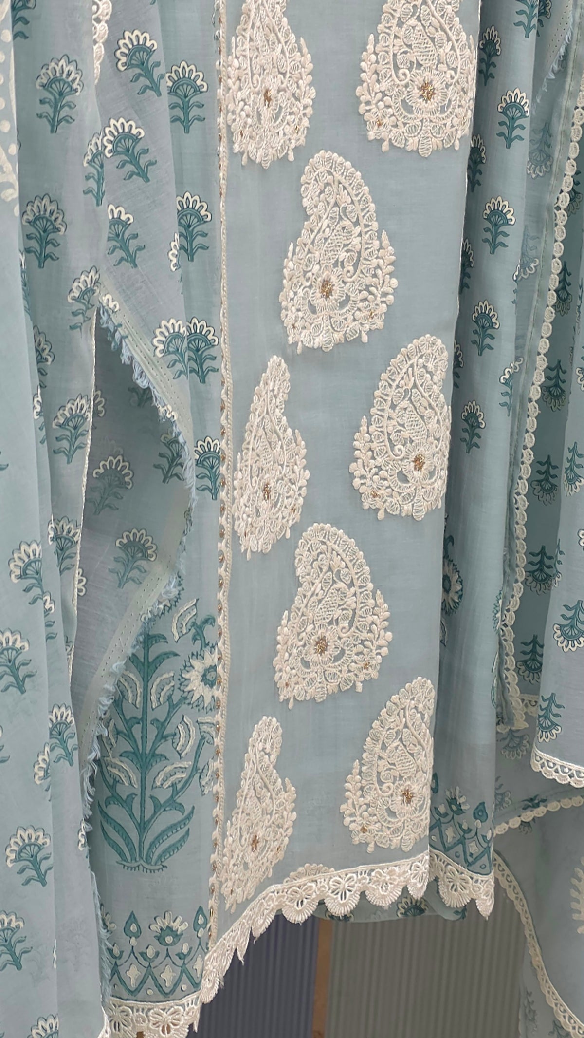 Pure Mulchanderi Lucknowi Embroidered Suit
