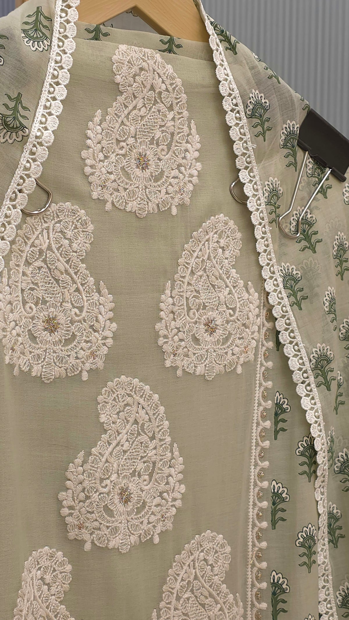 Pure Mulchanderi Lucknowi Embroidered Suit