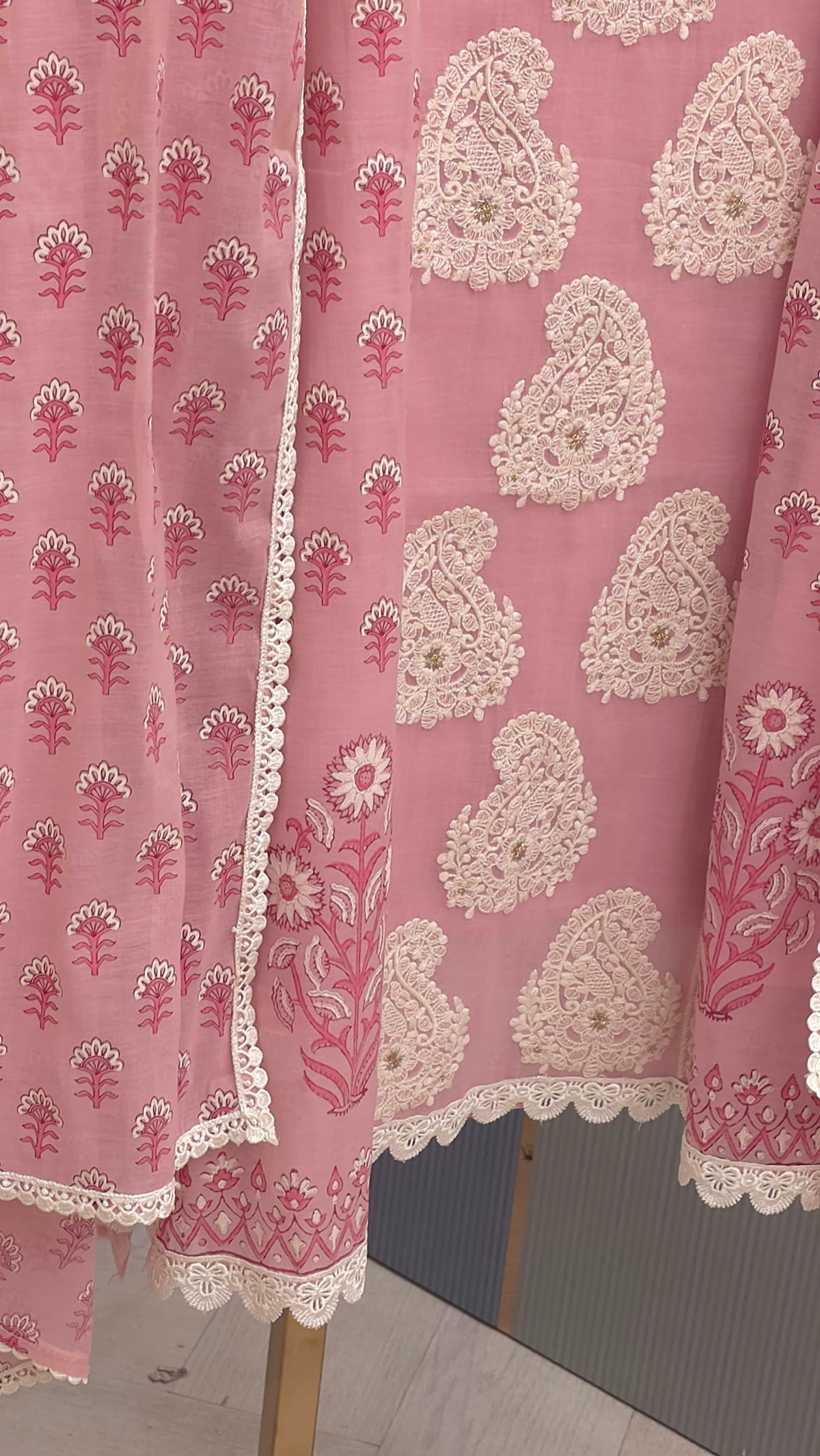 Pure Mulchanderi Lucknowi Embroidered Suit