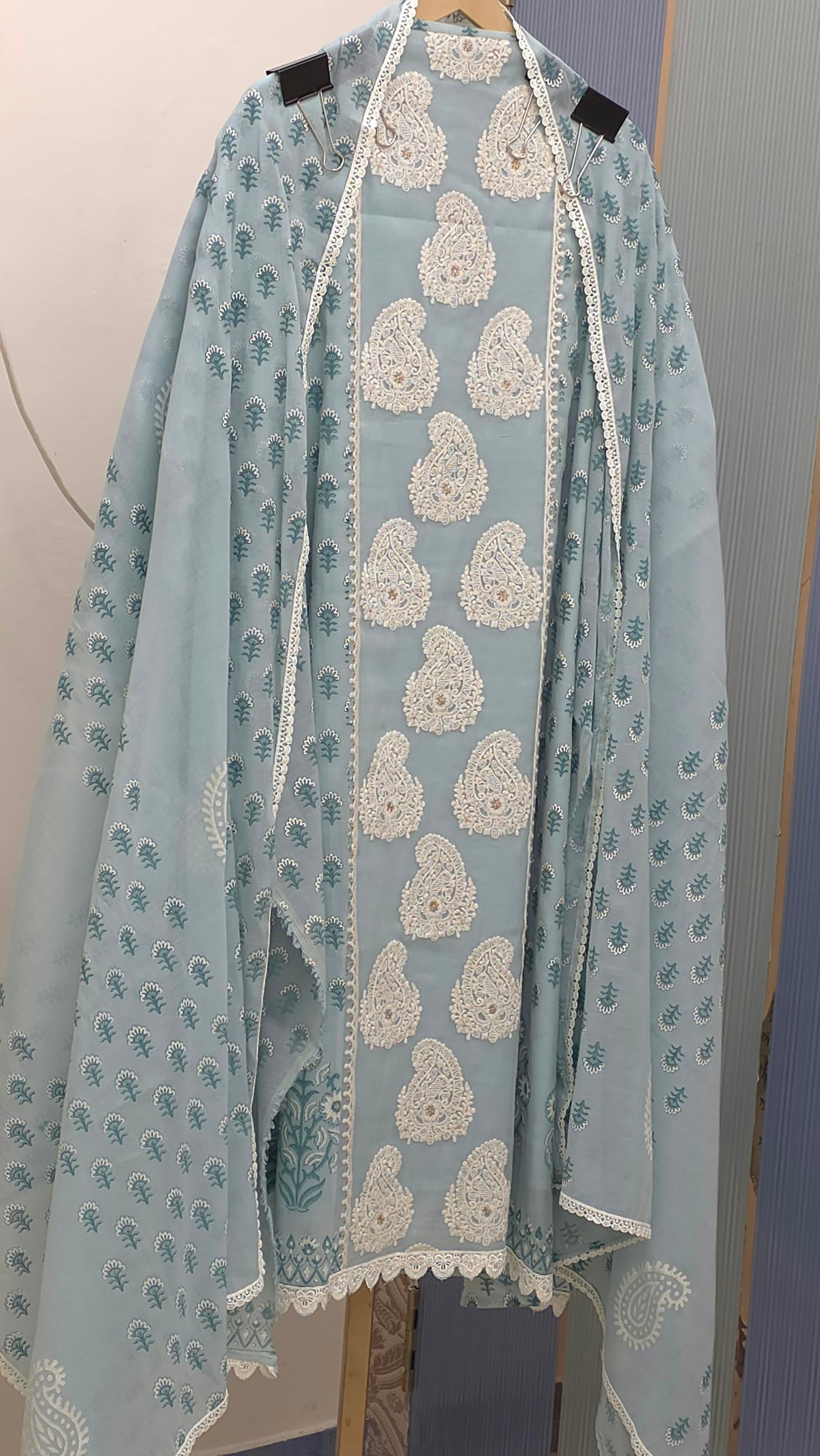 Pure Mulchanderi Lucknowi Embroidered Suit