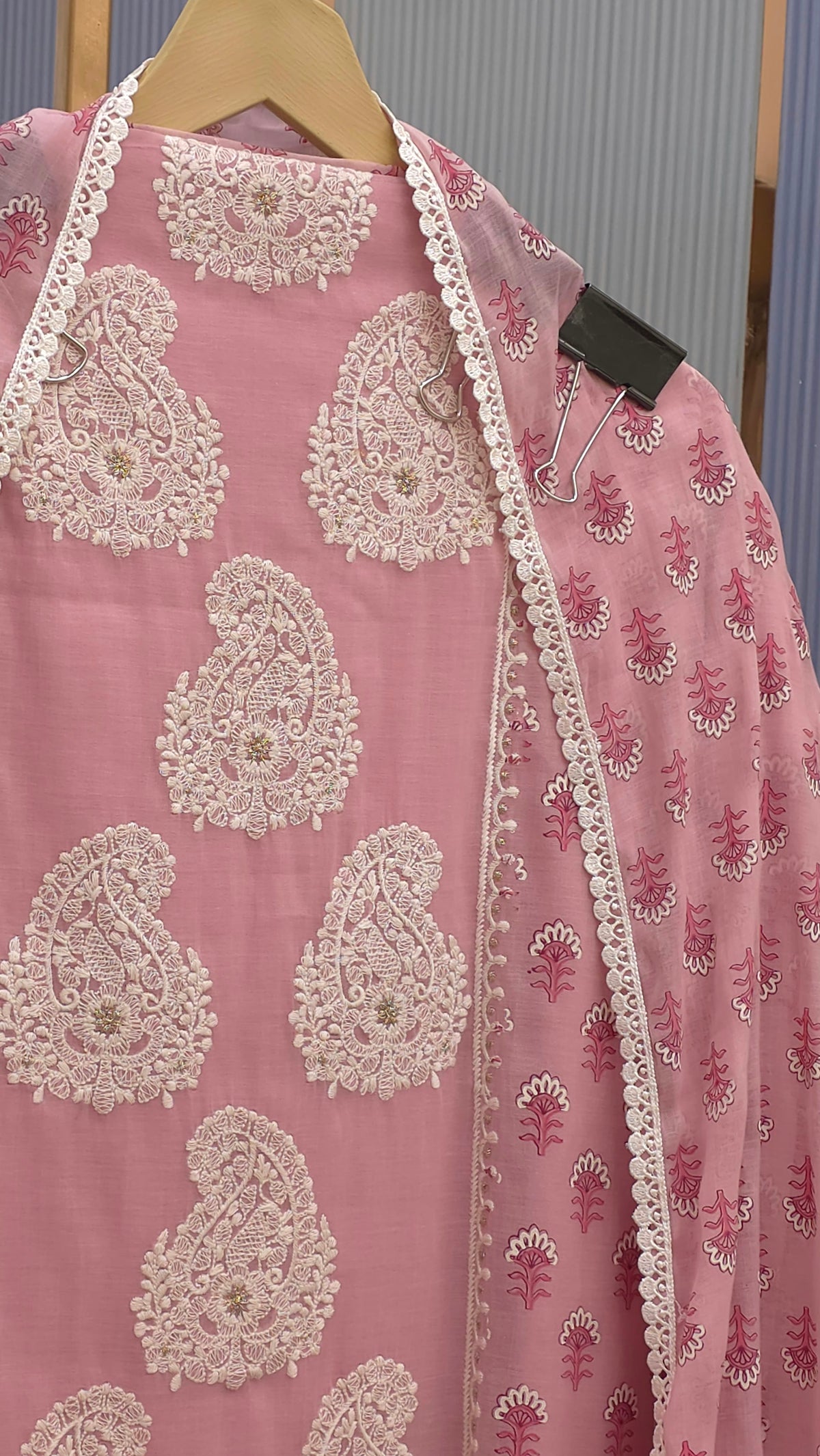 Pure Mulchanderi Lucknowi Embroidered Suit