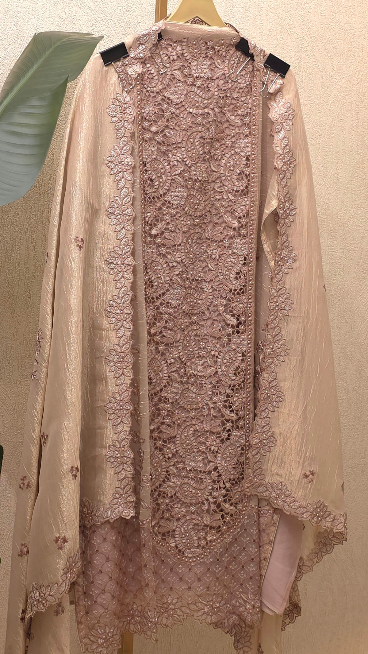 Embroidered Cutwork Statement Tissue Suit