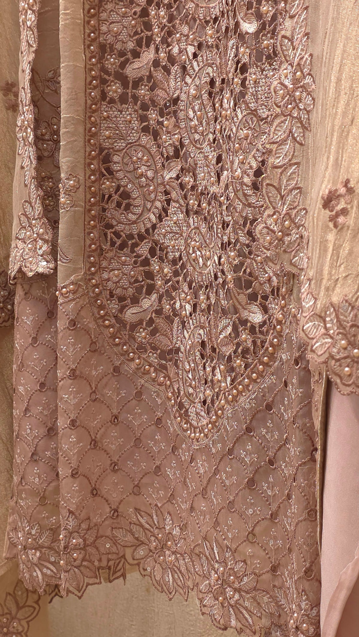 Embroidered Cutwork Statement Tissue Suit