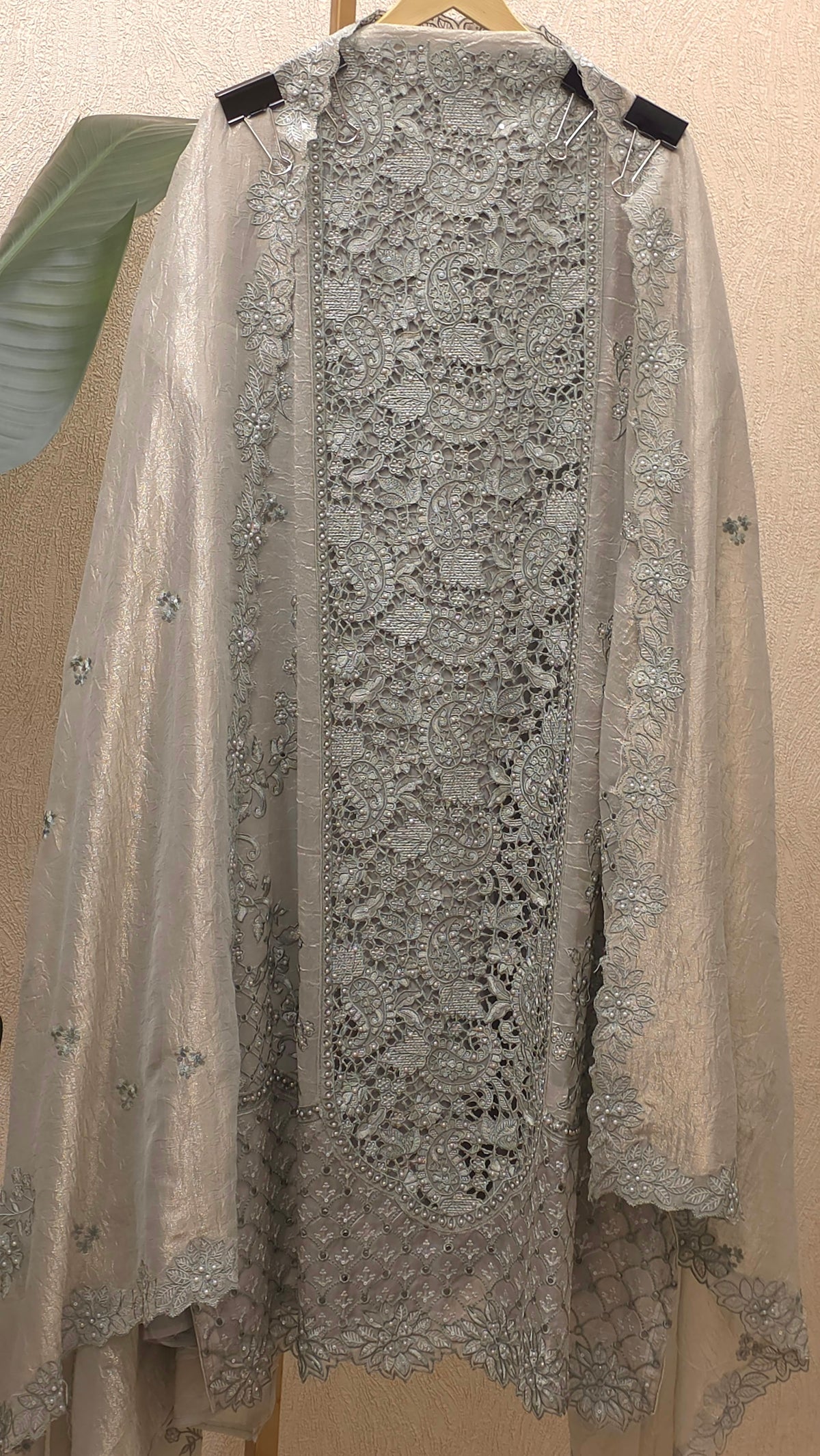 Embroidered Cutwork Statement Tissue Suit