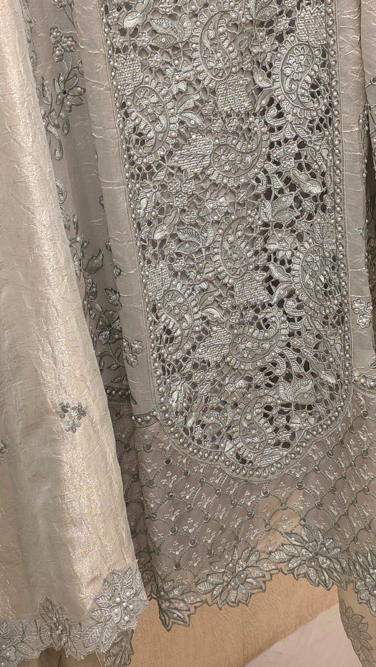 Embroidered Cutwork Statement Tissue Suit