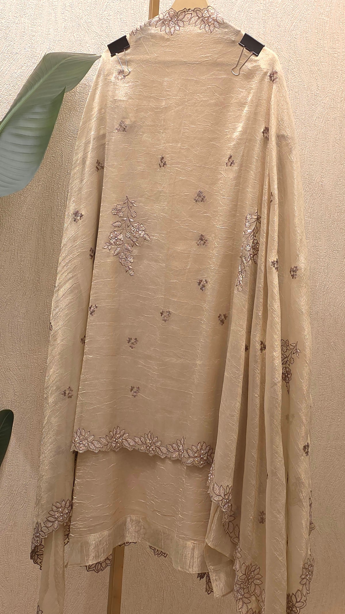 Embroidered Cutwork Statement Tissue Suit