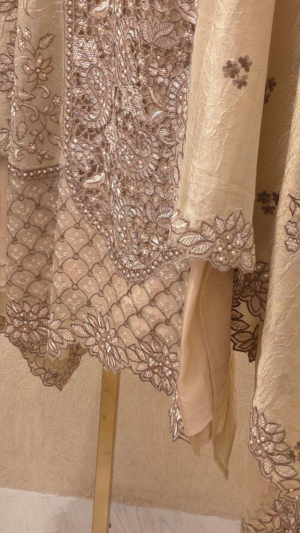 Embroidered Cutwork Statement Tissue Suit